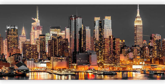 artgeist Wall Mural Peel and Stick New York City 212x98 in - XXL Self-Adhesive Corner Wallpaper Removable Large Sticker Foil Angle Wallpaper Wall Decor Print Night Skyline Panorama d-B-0060-a-e