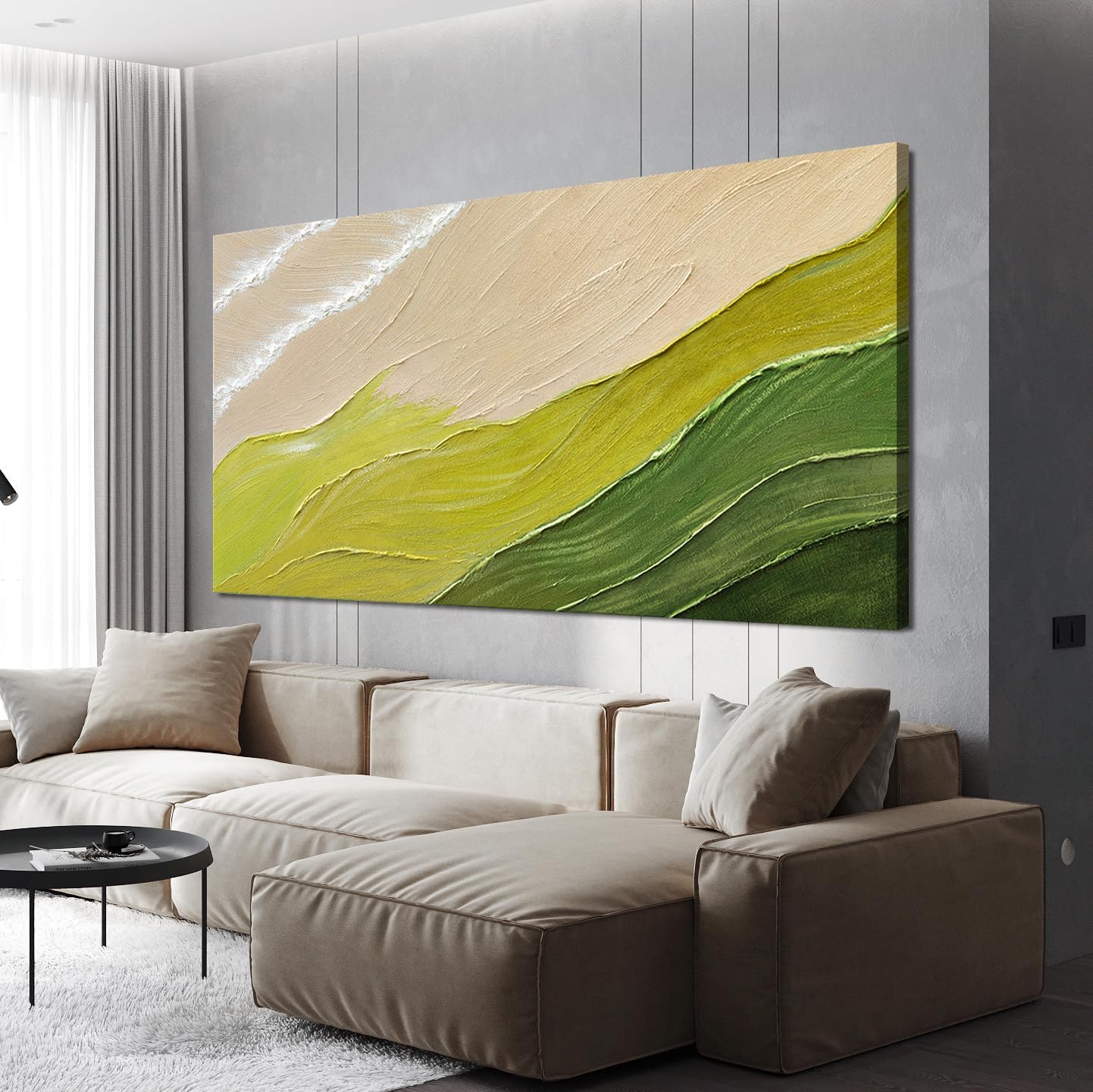 AIXMGSJS Abstract Wall Art Decor Abstract Canvas Art Wall Decor Modern Green Wall Art Prints Large Minimalist Wall Art Pictures for Living Room Large Artwork for Walls Bederoom Office Decor 29" X 58"