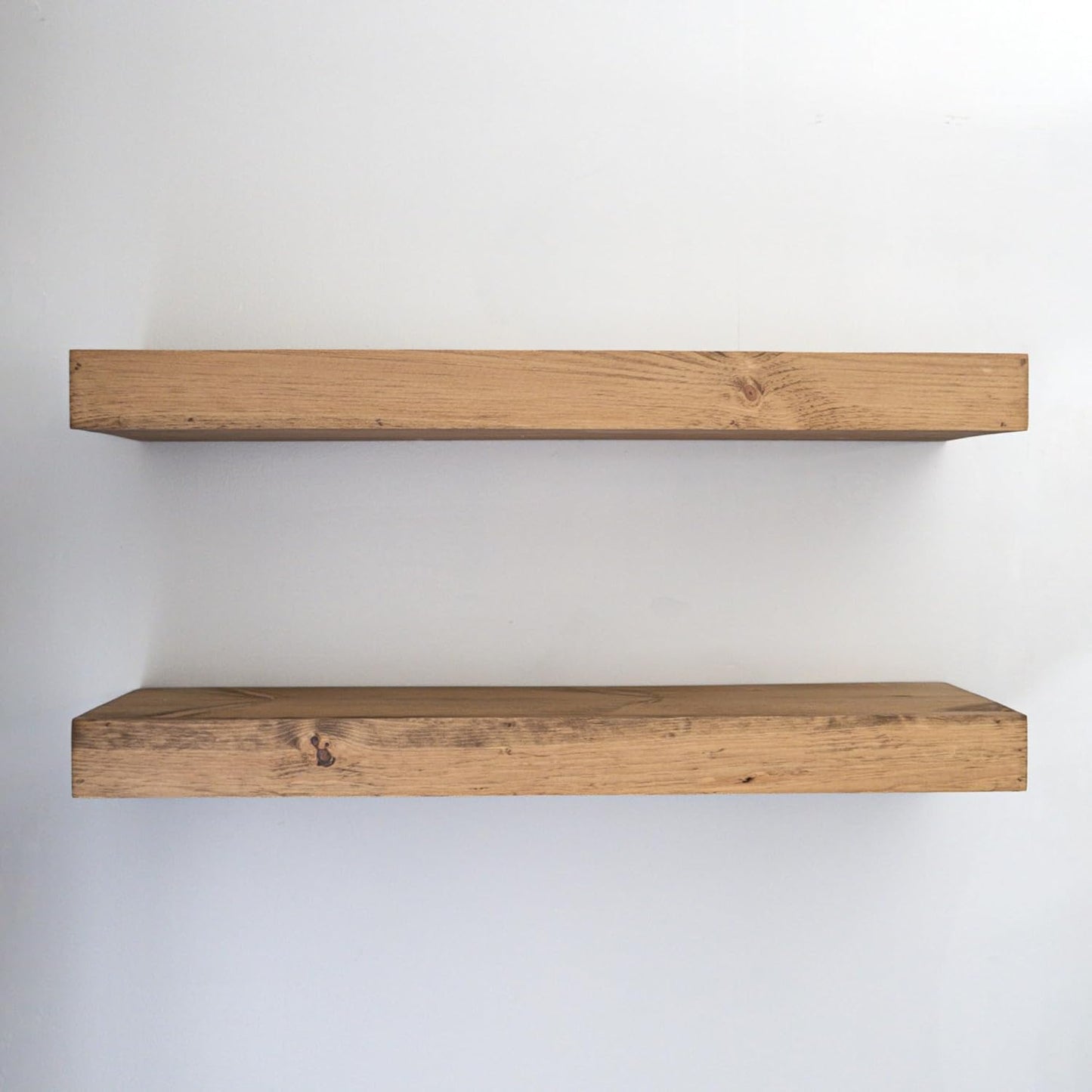 Modern Floating Shelves 3 Inches Thick for Wall, Wide Shelves for Kitchen, Living Room, Bedroom, and Bathroom, Natural Pine Wood, Rustic Wooden Shelf, (Set of 2) (Aged Oak, 24Lx3Hx8D)