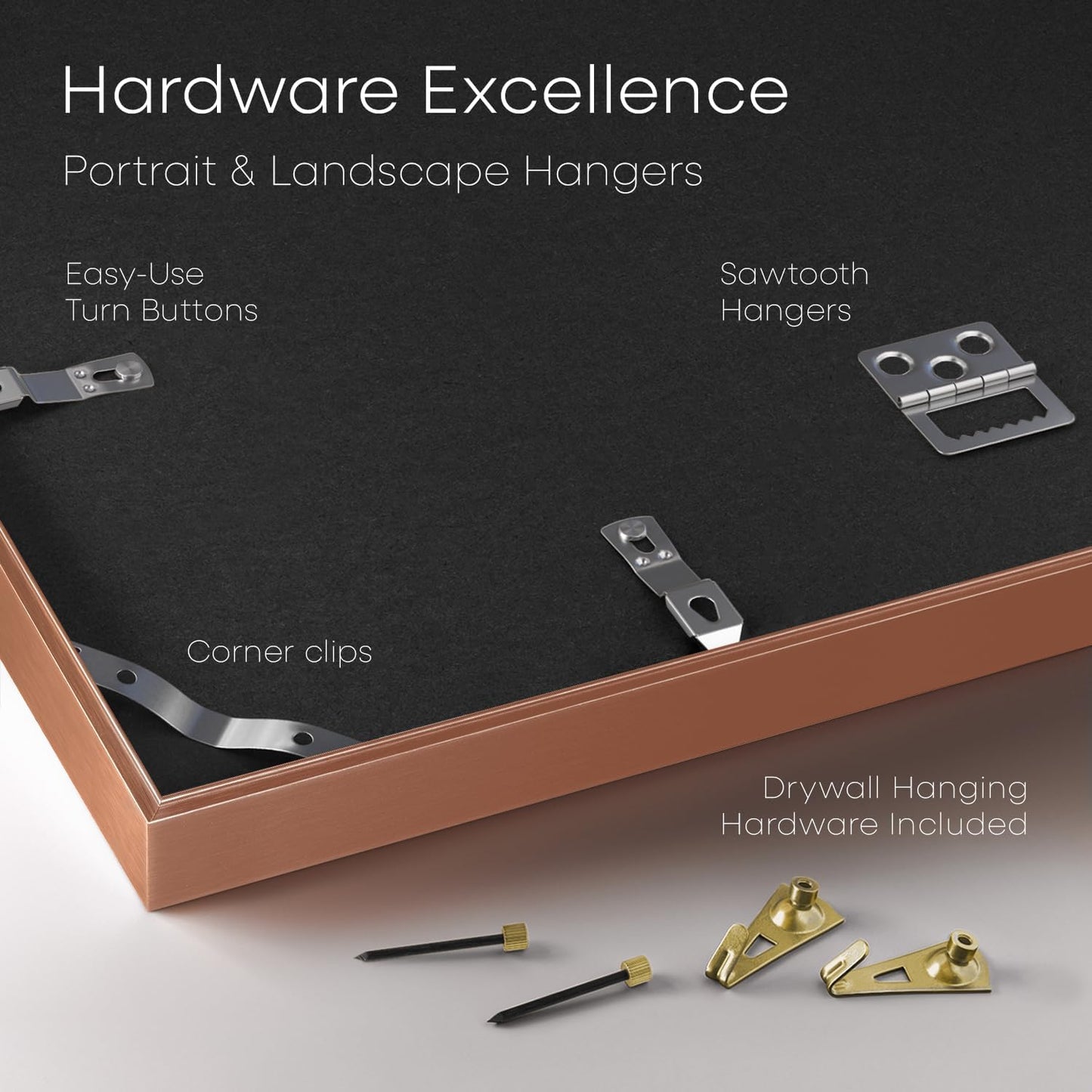 Homeforia 14x14 Picture Frame Rose Gold, High End Metal 14 x 14 Square Poster Frame with Mat 12 x 12 Photo, 14x14 Frame Matted to 12x12 Print, 14by14 Hanging Frames, Tempered Glass, Wall Kit, Set of 1