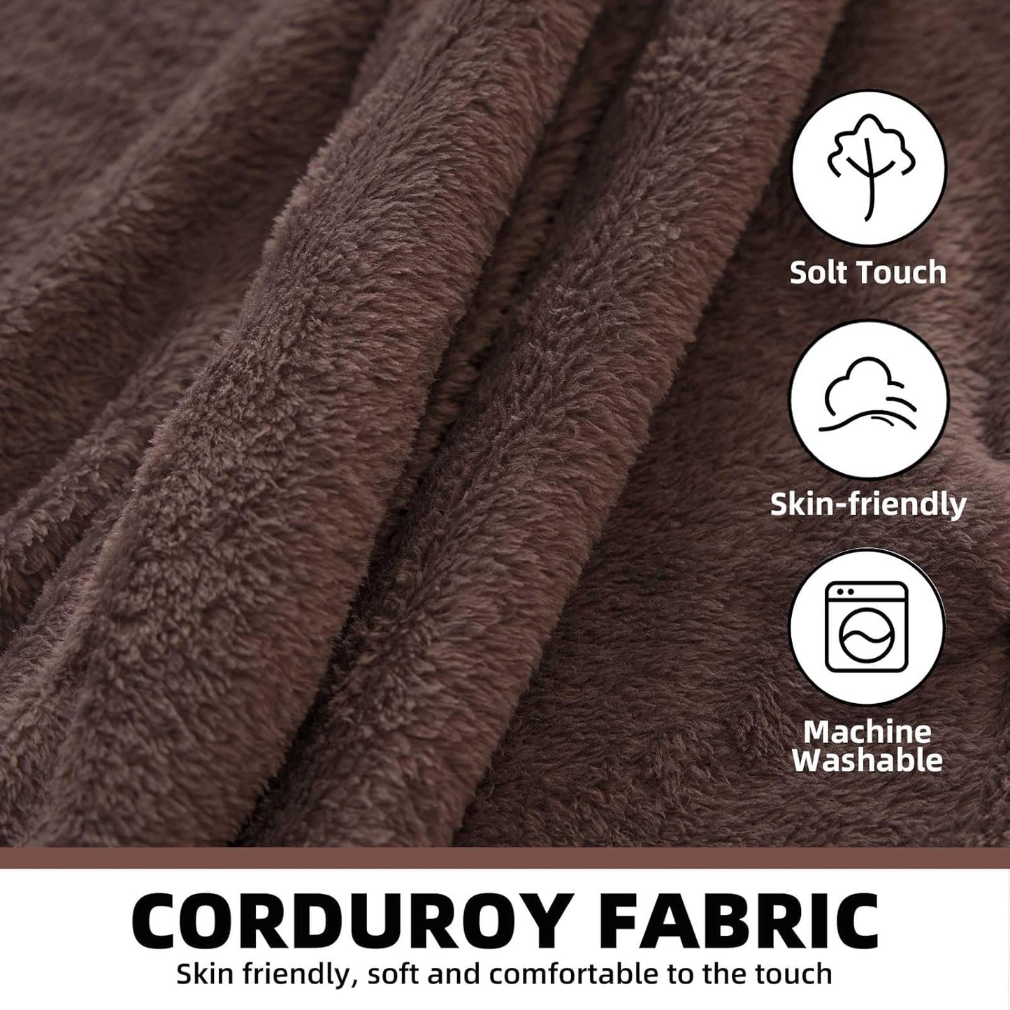 4FT Large Bean Bag Chairs,Big Adult Size Memory Foam Beanbags with Filler Included,Machine Washable Corduroy Cover,Ultra Soft Plush Gaming Bing Bag Puff Chair for Dorm, Living Room & Bedroom (Brown)