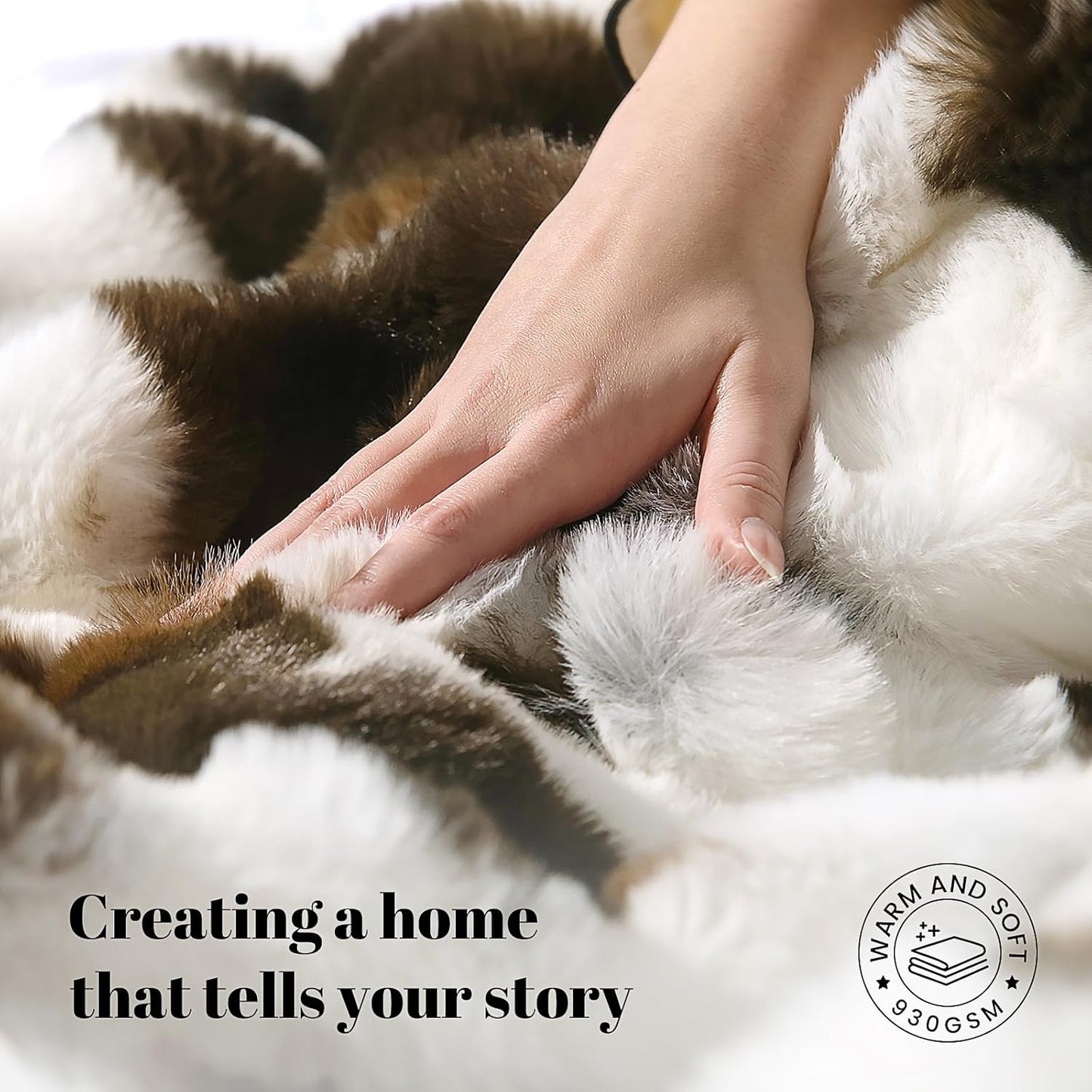 Cow Print Faux Fur Throw Blanket for Couch, Soft & Plush Fuzzy Blanket for Sofa, Bedroom, Living Room, Super Soft Warm for Adults Kids Girl Gifts Bedroom Couch Sofa Travel,60x80 Inches Black Brown