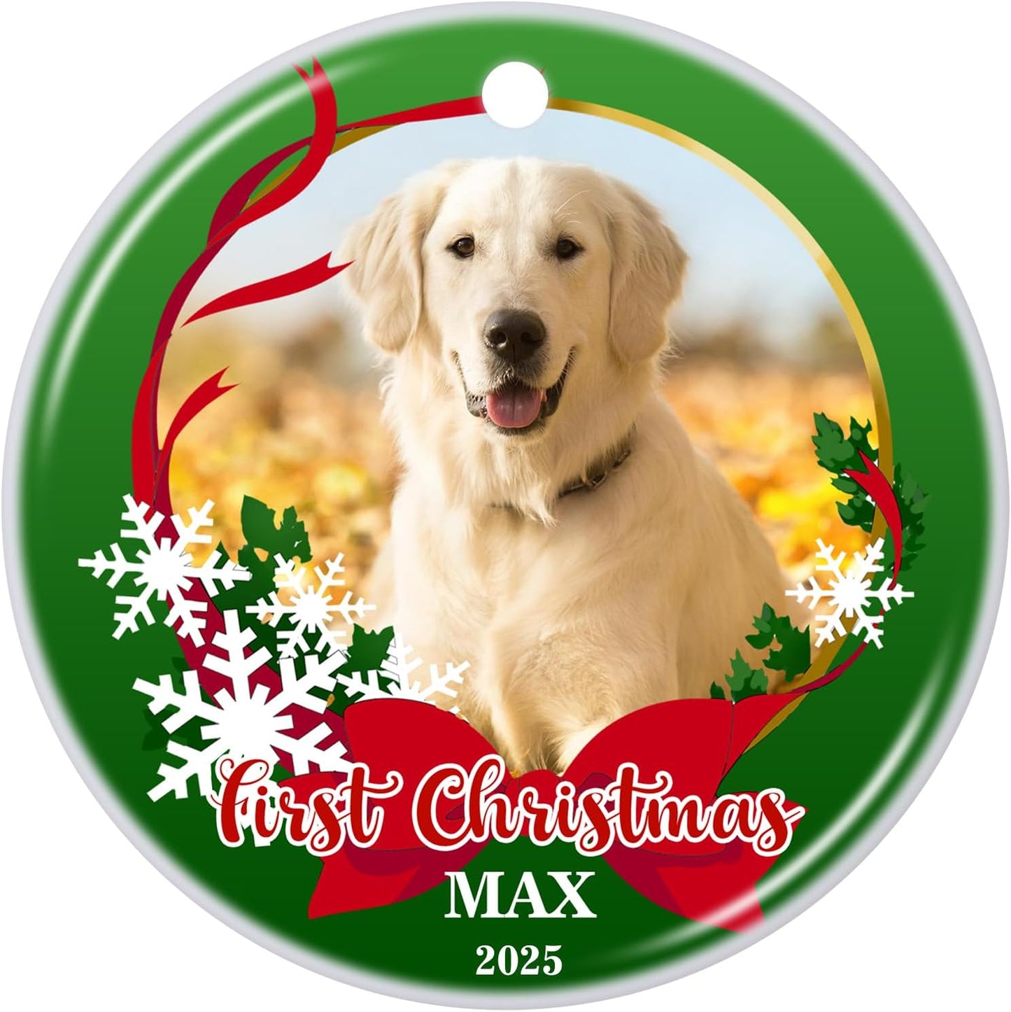 Personalized Christmas Ornament 2025 Custom Pet Memorial Gifts Photo Ornament Dog Cat First Christmas Ornaments Customized Xmas Tree Decorations Keepsake Gift for Dog Lovers, Pet Lovers