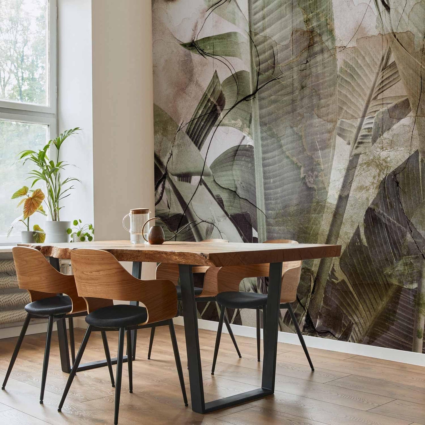 artgeist Premium Wall Mural Tropical Leaves 157x110 in - XXL Non-Woven Wallpaper Fleece Wall Decor Photo Print Picture Image Design Plant Jungle Nature Like Painted b-C-0776-a-a