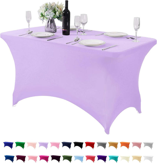 Spandex Table Cover for 4FT or 6ft or 8ft Table Universal Fitted Stretch Tablecloth for Party, Banquet, Wedding and Events-Lavender