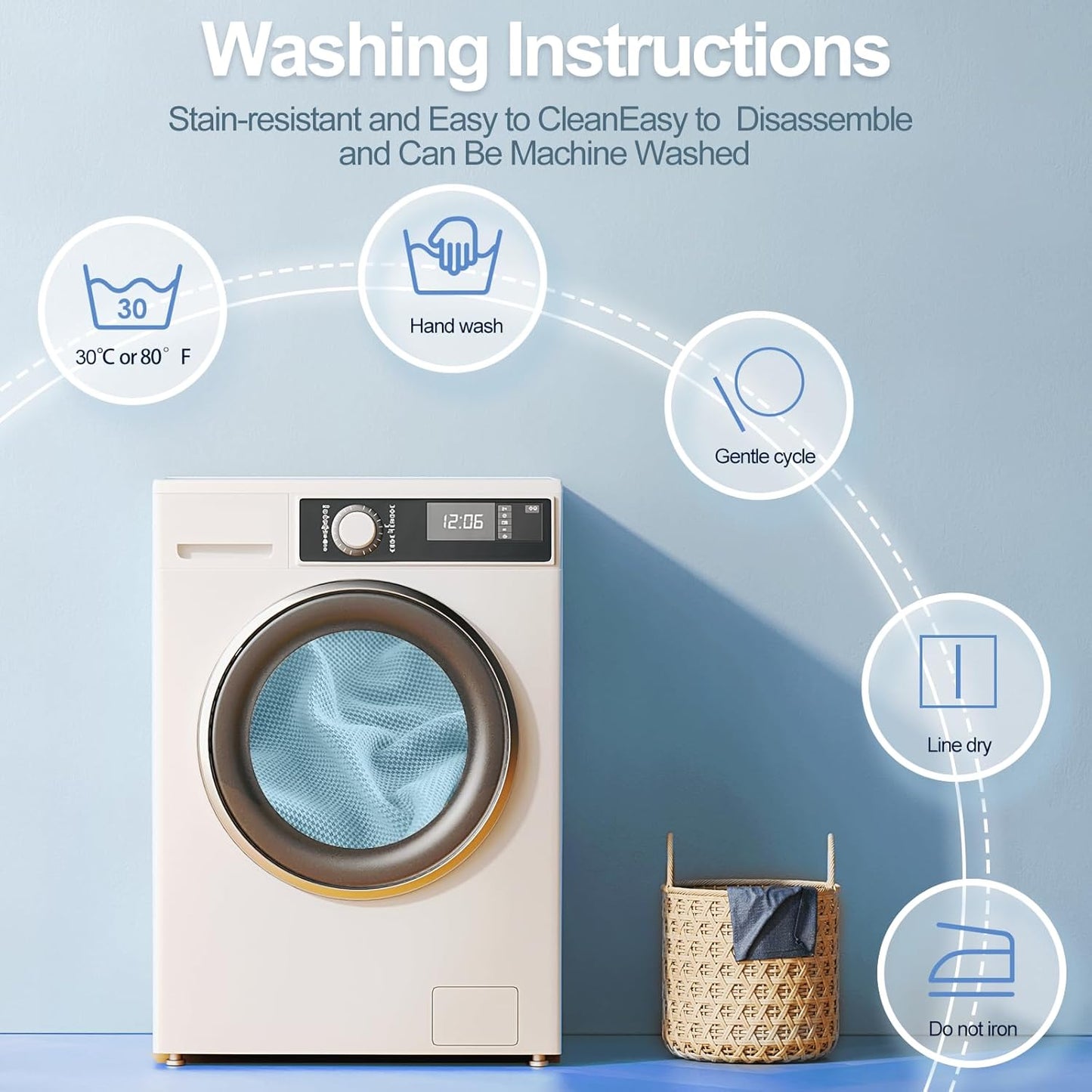 Couch Cushion Covers Individual Large Super Stretch Chenille (Softer Version) Sofa Cushion Covers, Armrest Cover Couch Slipcovers Furniture Protector (2PC, Blue)