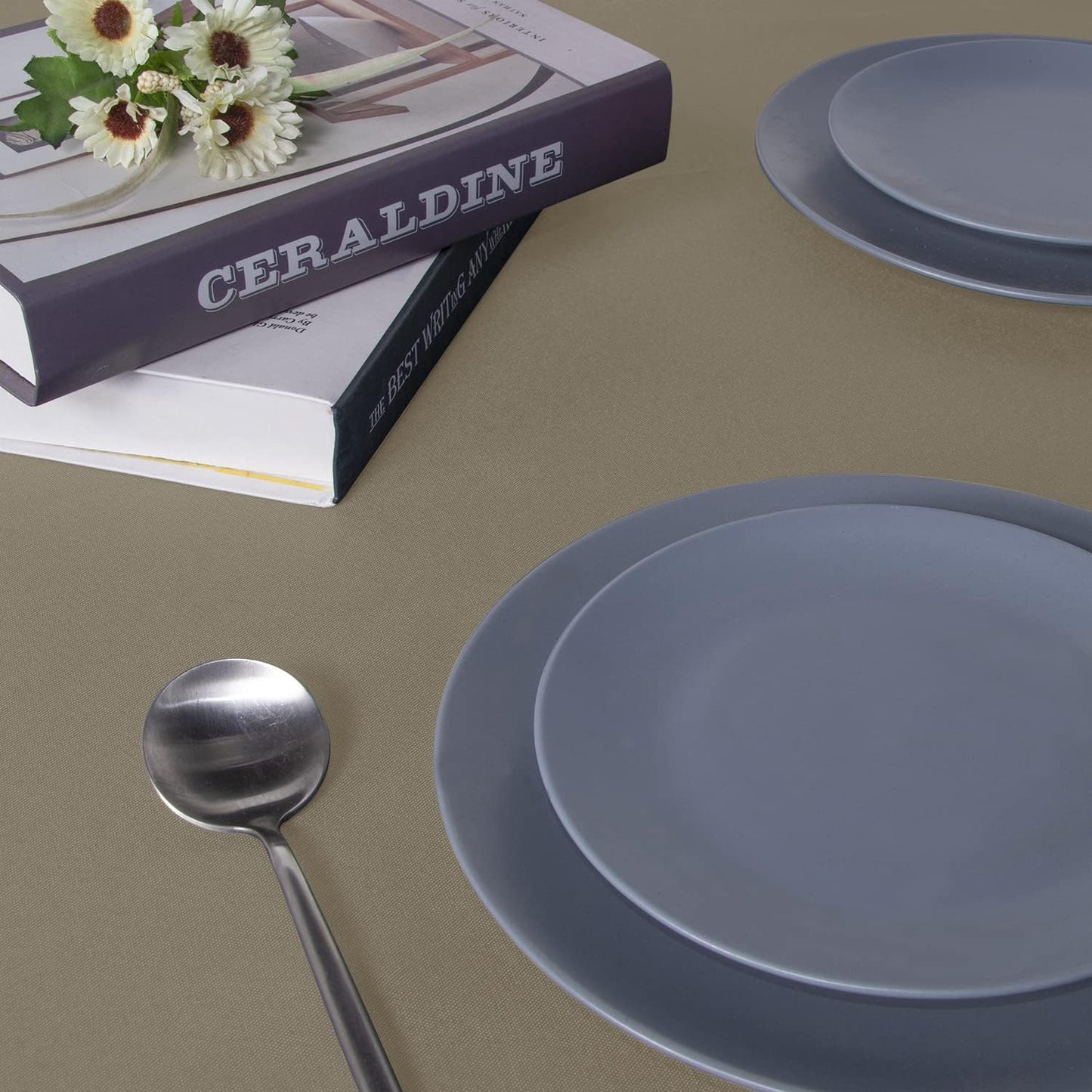 sancua Square Tablecloth - 60 x 60 Inch - Stain and Wrinkle Resistant Washable Polyester Table Cloth, Decorative Fabric Table Cover for Dining Tables, Buffet Parties and Camping, Taupe