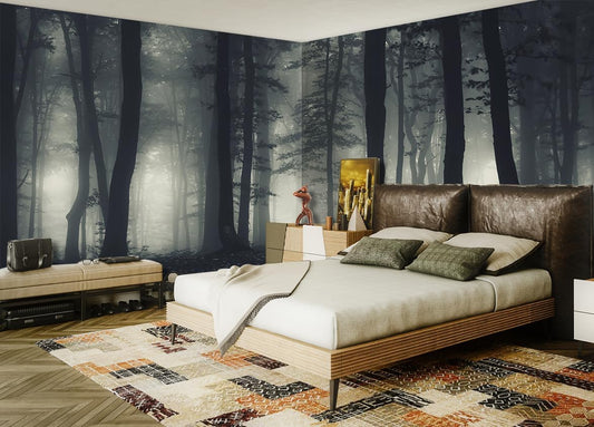 Foggy Forest Wallpaper Misty Jungle Rainforest Trees Nature Landscape Wall Mural(Not Peel n' Stick)