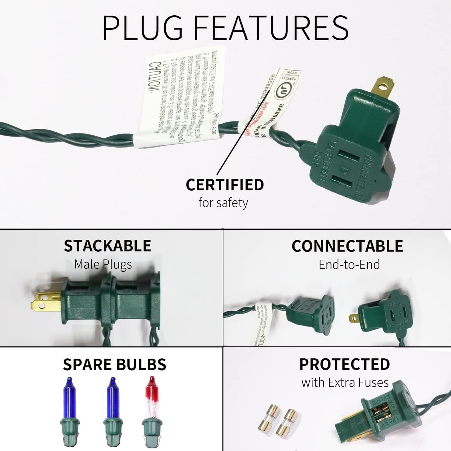 100LIGHTS Multi Extra-Bright with End Connectors Christmas Decorative Lights 5.98m UL Certified Mini String Light Set Waterproof for Home Garden Holiday Christmas Tree Party Patio Wedding