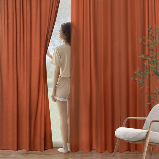 MIULEE Terracotta Privacy Sheer Curtains That Let Light in 84 Inches Long Non-See-Through Semi Sheer Curtain Light Filtering Window Curtains Drapes for Living Room Bedroom 2 Panels Set 42 X 84