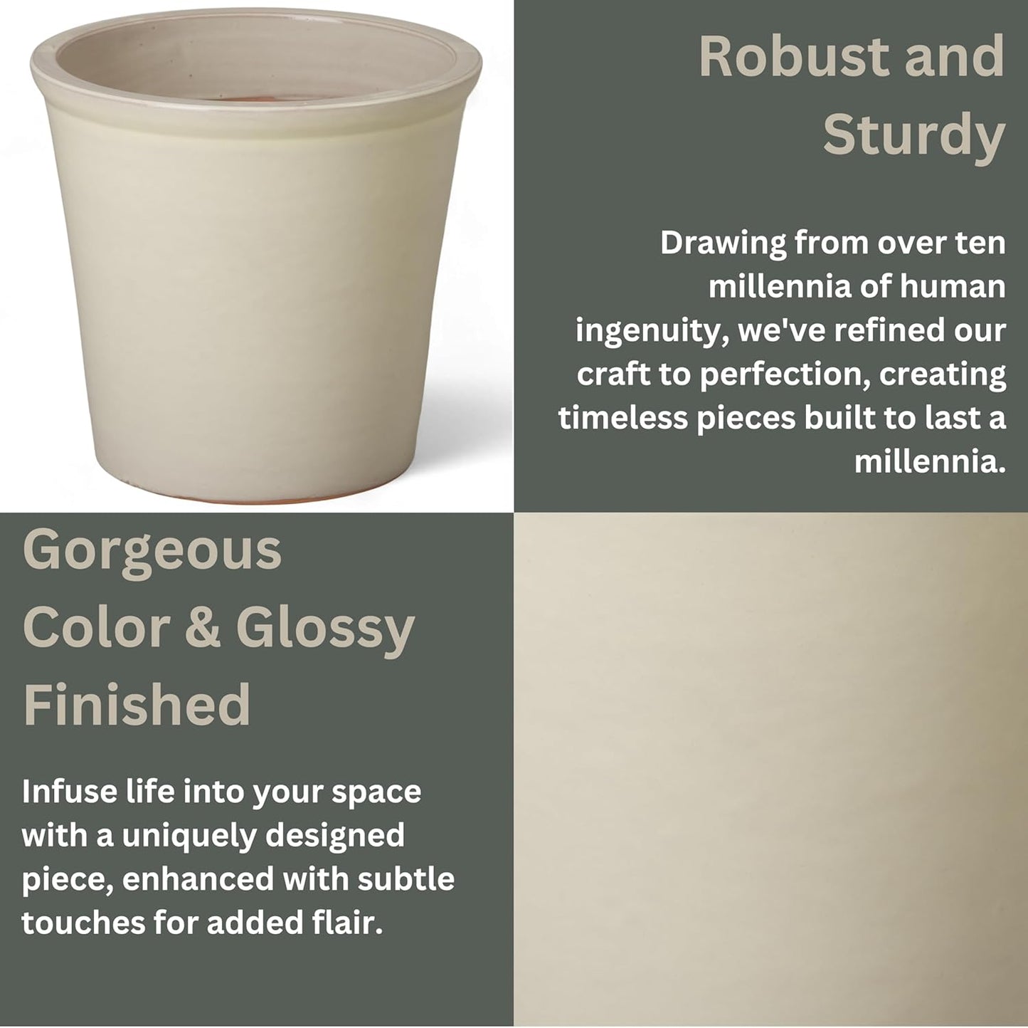 Emissary Round Stoneware Planter (Parent SKU 12012) (Cream, 13" D x 12" H)