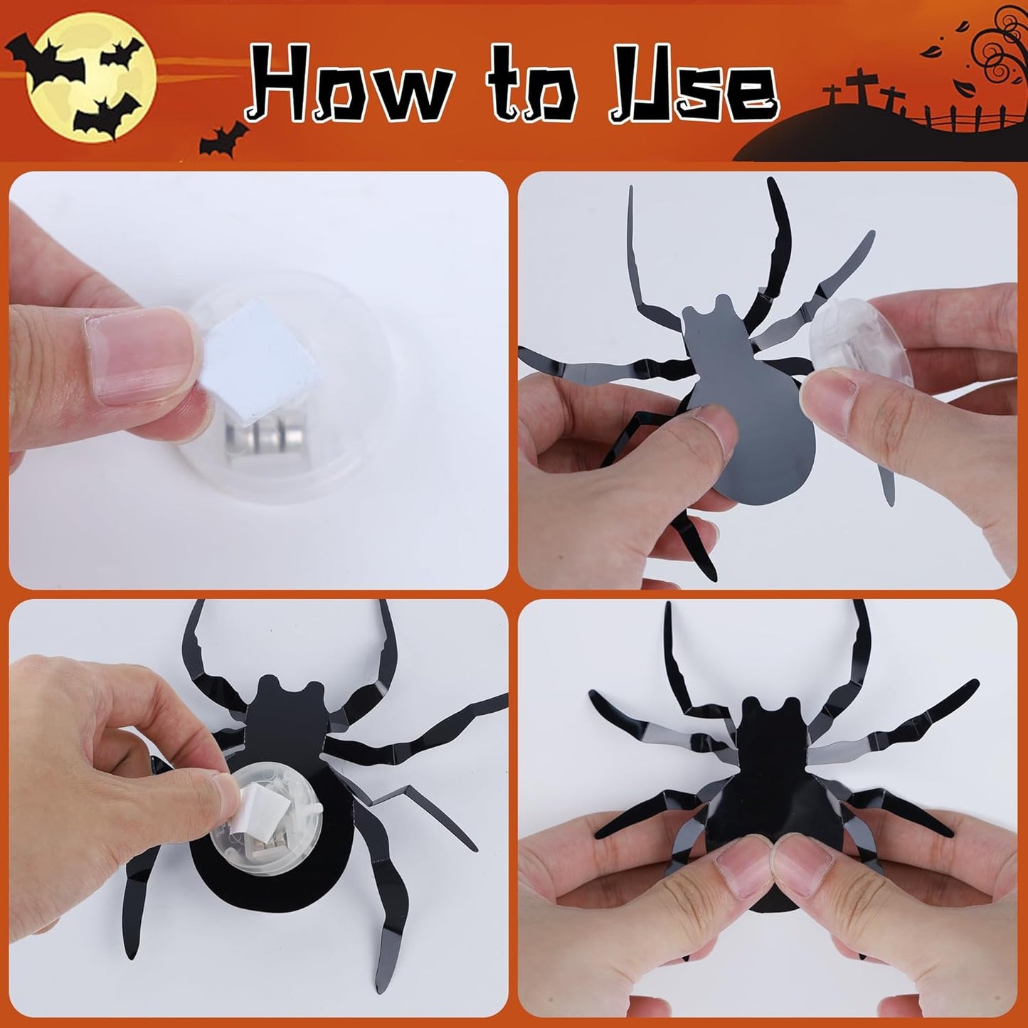 DR.DUDU 36 Pack Halloween Spider Wall Decor, 3D Window Stickers with Multi-Color LEDs, Removable Light up Spiders Wall Decals for Bathroom Home Door Party Indoor & Outdoor Decorations (Assorted Sizes)