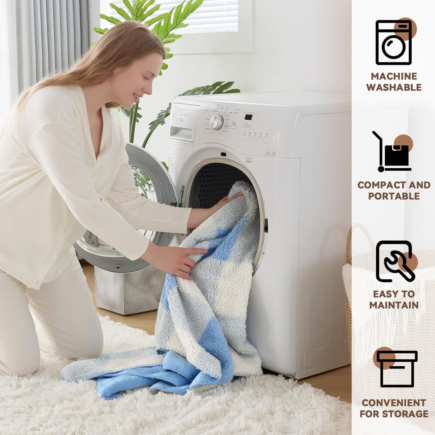 LURKA Checkered Sherpa Fleece Twin-Size Bed Blanket - Extra Thick and Warm Winter Soft Fuzzy Plush Blanket for Couches, Beds & Pets, Glacier, 60x80 Inches