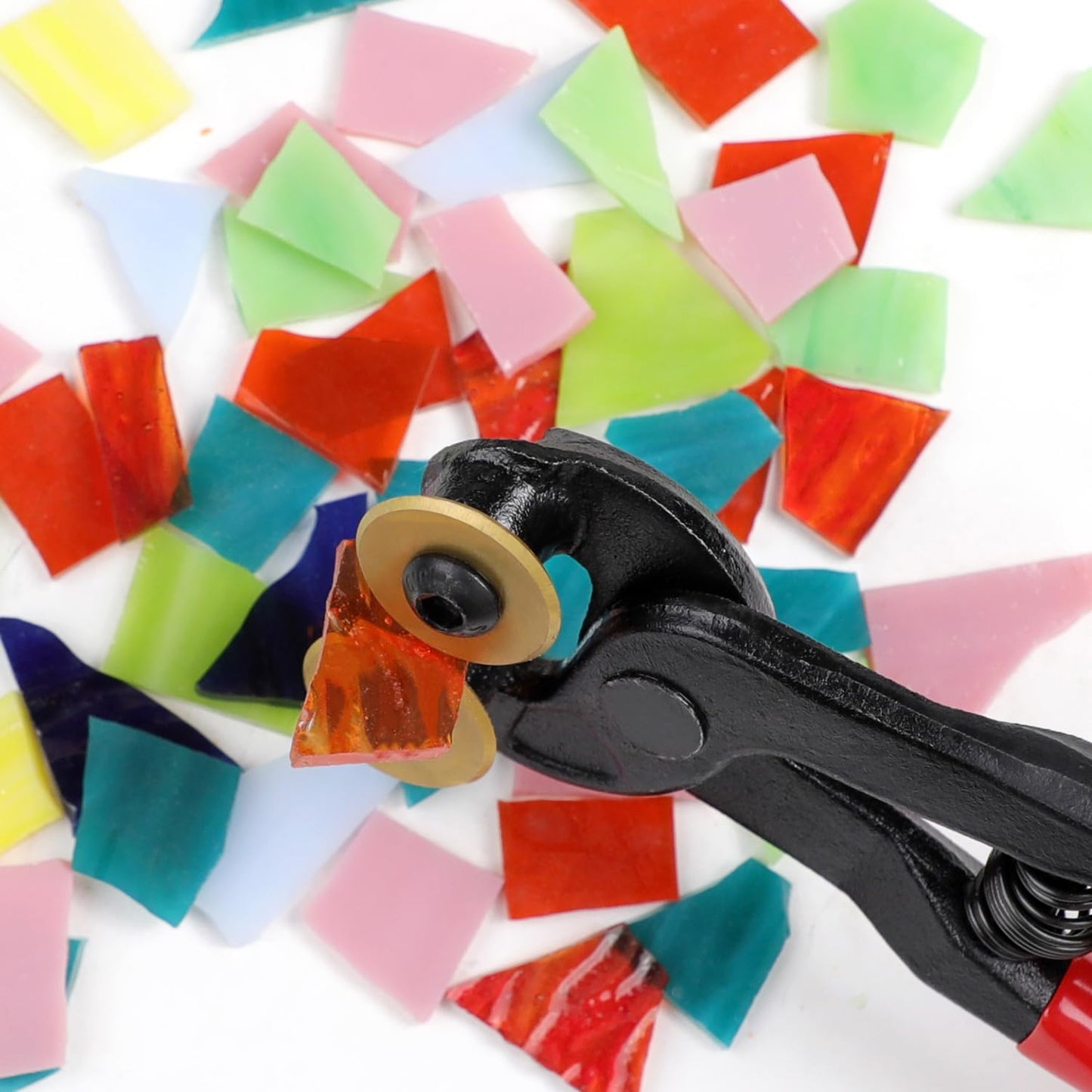 Glass Tile Nippers - Heavy Duty Wheeled Glass Mosaic Nipper & Hd Ceramic Tile Nipper, Tile Cutter Pliers Soft-grip Handle - Shapping Plier, Nipper Cutting Tools (7 Inch Golden Wheeled Glass Nipper)