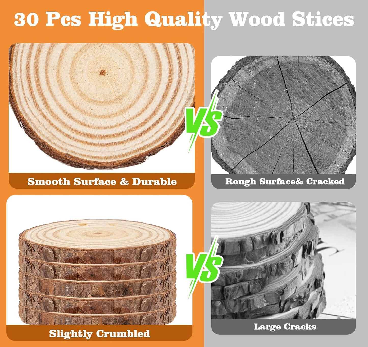 30 Pcs Wood Slices with Hole, 2.3-2.8 Inch Unfinished Wood, Wood Rounds for Crafts, Wood Crafts, Round Wood for Doodle, Splice, Paint, Art, Decorate, Ornament