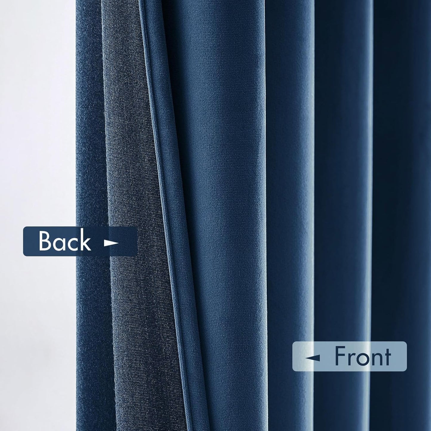 MIULEE Velvet Blackout Curtains Navy Blue Thermal Insulated Drapes for Bedroom Living Room Darkening 84 Inches Long Curtains Panels Rod Pocket Set of 2