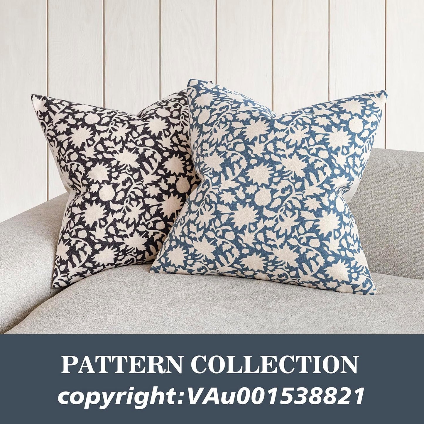 Foindtower Set of 2 Decorative Neutral Floral Throw Pillow Covers Accent Farmhouse Cushion Covers Boho Vintage Pillowcase for Couch Sofa Bedroom Living Room Home Decor Outdoor,20×20 Inch,Dusty Blue