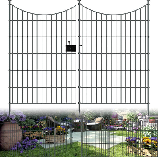 10 Panels Garden Fence Dog Fence Outdoor for Yard, 40in H x 23.6ft L Rustproof Metal Fencing with Ground Stakes | No Dig Animal Proof Containment for Pets/Rabbits | Durable Patio Security Panels
