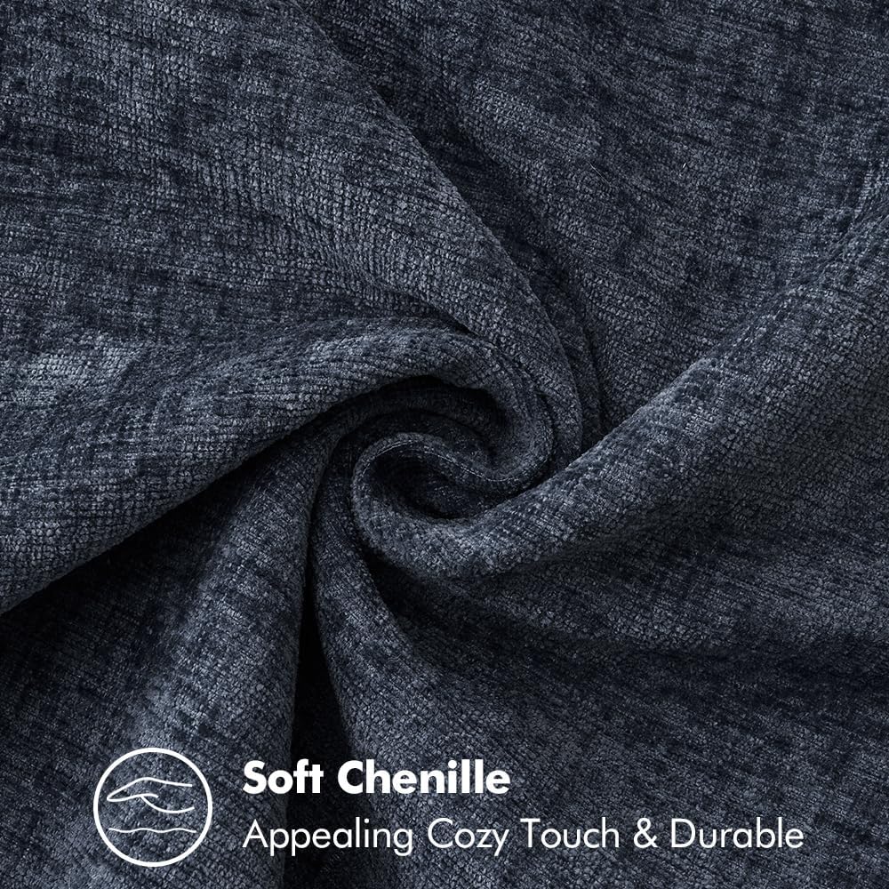 MIULEE Pack of 2 Couch Throw Pillow Covers 16x16 Inch Dark Blue Farmhouse Decorative Pillow Covers with Stitched Edge Soft Chenille Solid Dyed Spring Pillow Covers for Sofa Bed Living Room