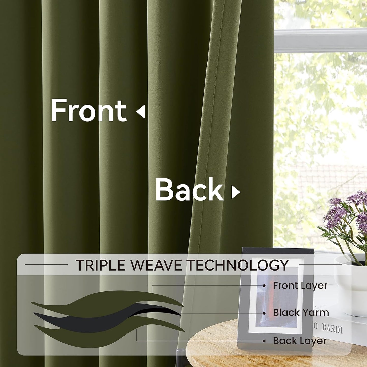 KangBang Olive Green Blackout Pleated Curtains 96 Inches Long, Custom Made Pinch Pleated Memory Trained Window Curtain Panels for Living Room Hotel with Hooks 2 Panels,40”Wx96”L