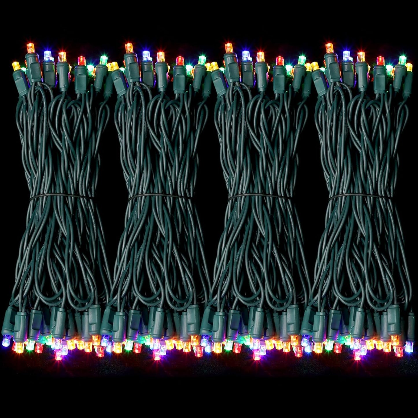 200LED (4pk of 50L) String Lights, LED Christmas Lights, 6" SPACING,Green Wire,Multicolour