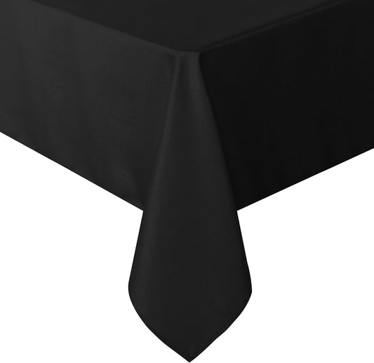 sancua Rectangle Tablecloth - 70 x 108 Inch - Stain and Wrinkle Resistant Washable Polyester Table Cloth, Decorative Fabric Table Cover for Dining Tables, Buffet Parties and Camping, Black