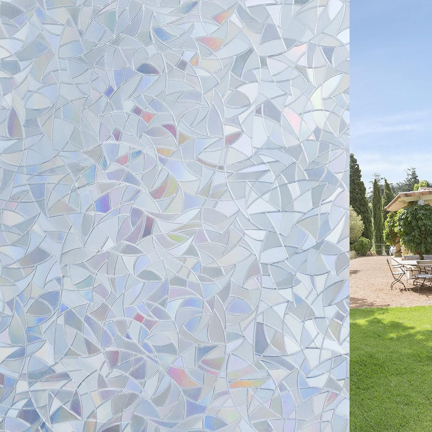 DOWELL One Way Window Film Daytime Privacy, Static Cling Window Tinting Film for Home, Decorative Stained Glass Stickers Heat Control Door Decal Clings, Grayish Silver, 17.5x78.7 inches