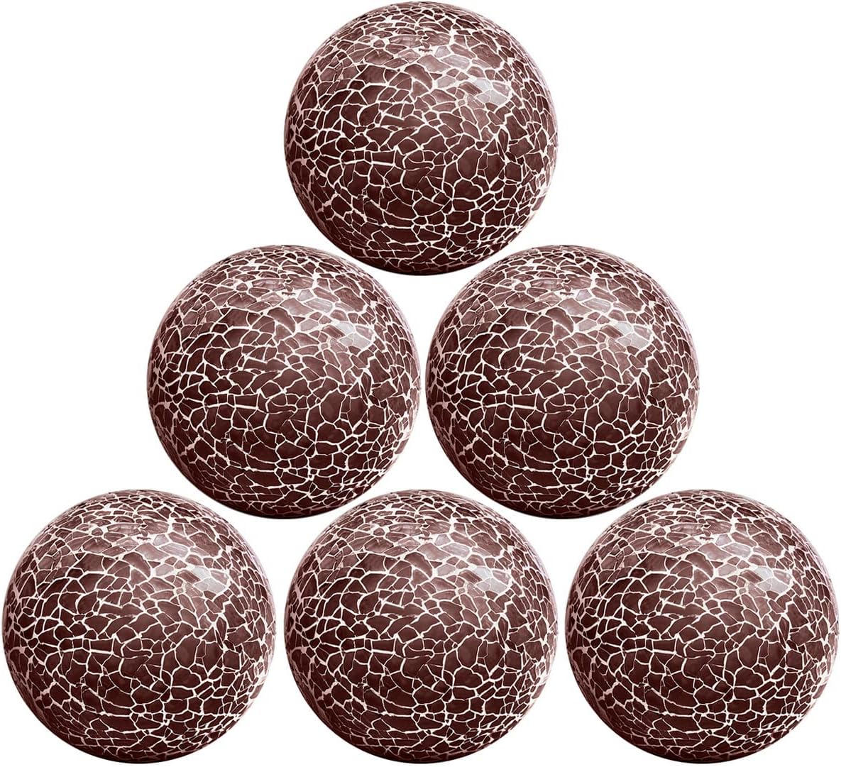 6 PCS 2.5inch Glass Mosaic Sphere Balls Round Christmas Table Bowls Vases Centerpieces Set Decorative Orbs Living Room Festival Table Party Wedding Dining Home Tray Solid