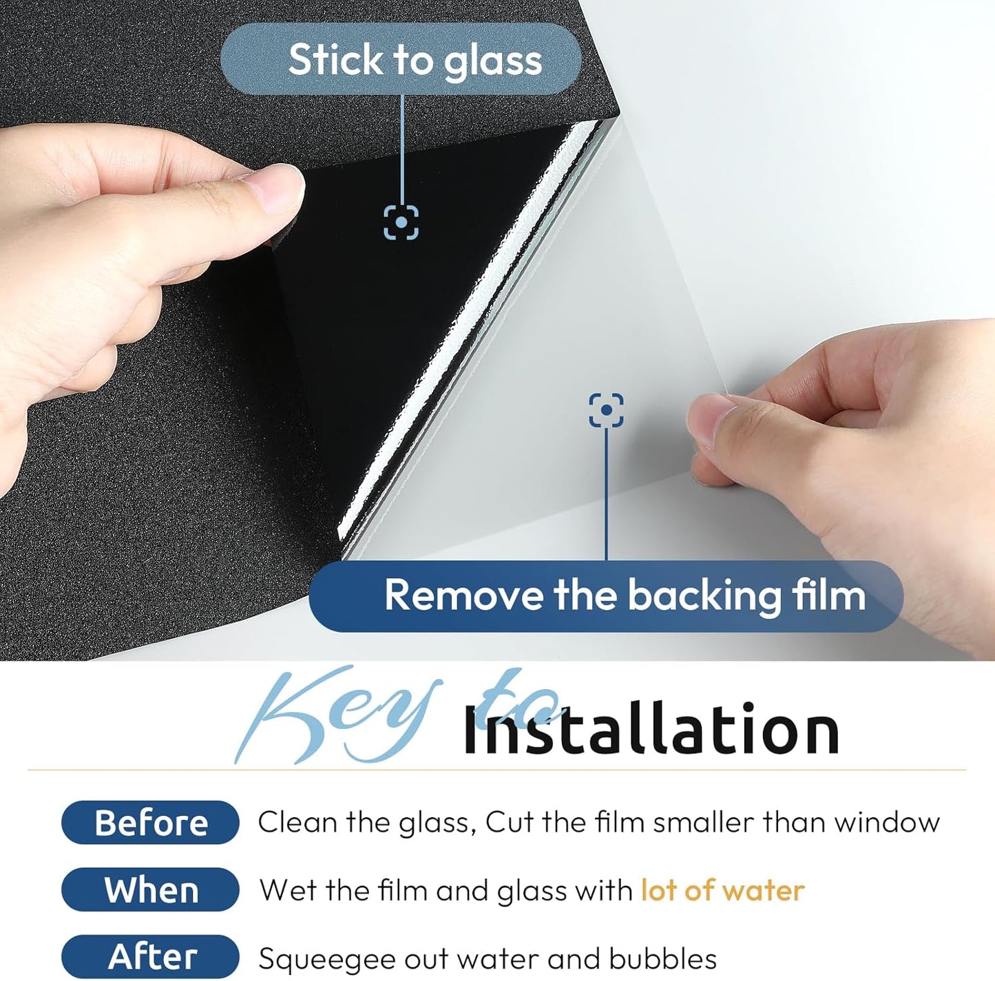 rabbitgoo Blackout Window Film, Sun Heat Blocking Privacy Cover for Glass, Removable Opaque Room Darkening Dark Black Out Window Covers Tint Shades for Home Day Sleep Light Blocker 11.8 x 78.7 Inches