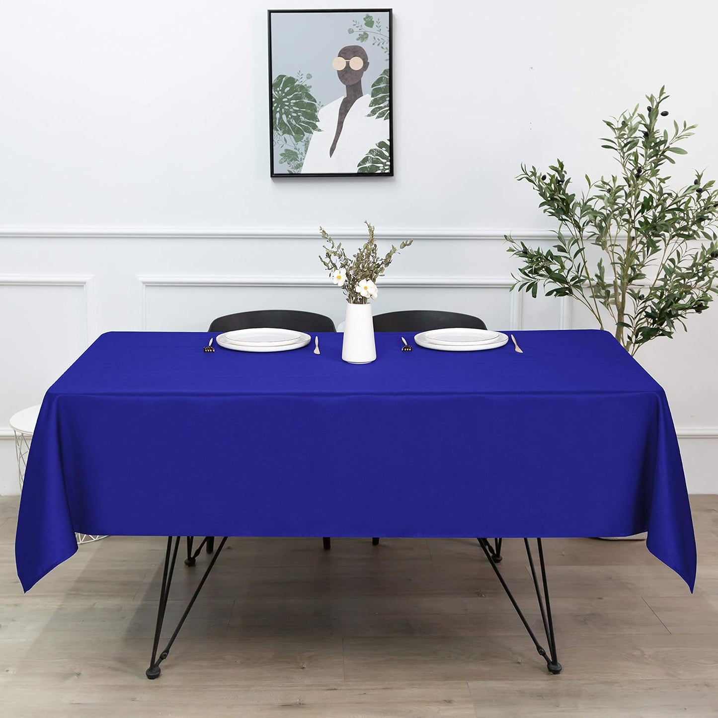 Sancua Rectangle Tablecloth - 90 x 132 Inch - Water Resistant Spill Proof Washable Polyester Table Cloth, Royal Blue
