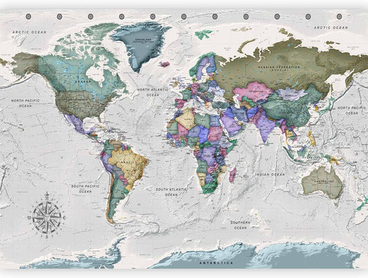 artgeist Wall Mural World Map 116x83 in - XXL Peel and Stick Self-Adhesive Wallpaper Removable Large Sticker Foil Wall Decor Print Picture Image Design Map of The World k-A-0380-a-a