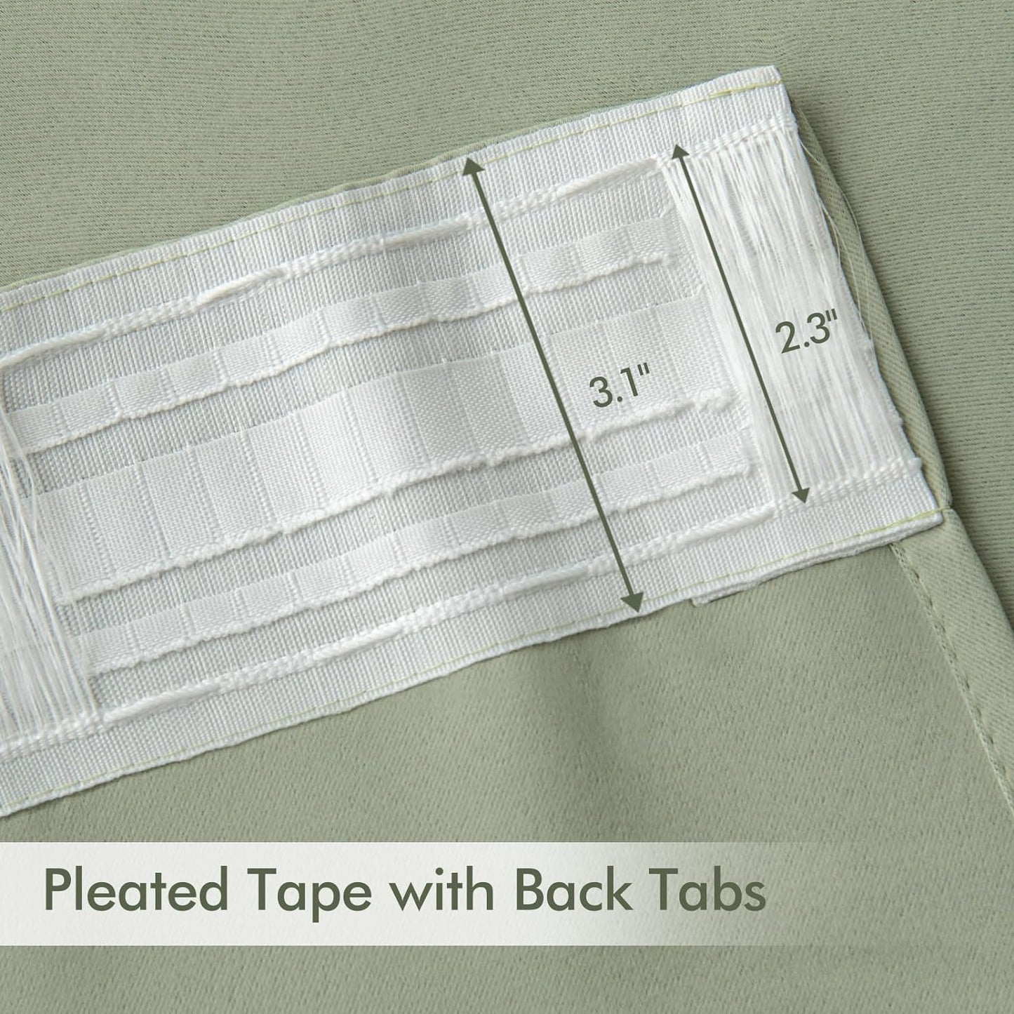 MIULEE Sage Green Back Tab Blackout Curtains 96 Inch Length 2 Panels Set for Living Room Bedroom Privacy, Rod Pocket/Pinch Pleated Thermal Insulated Room Darkening Light Blocking Drapes, W66xL96