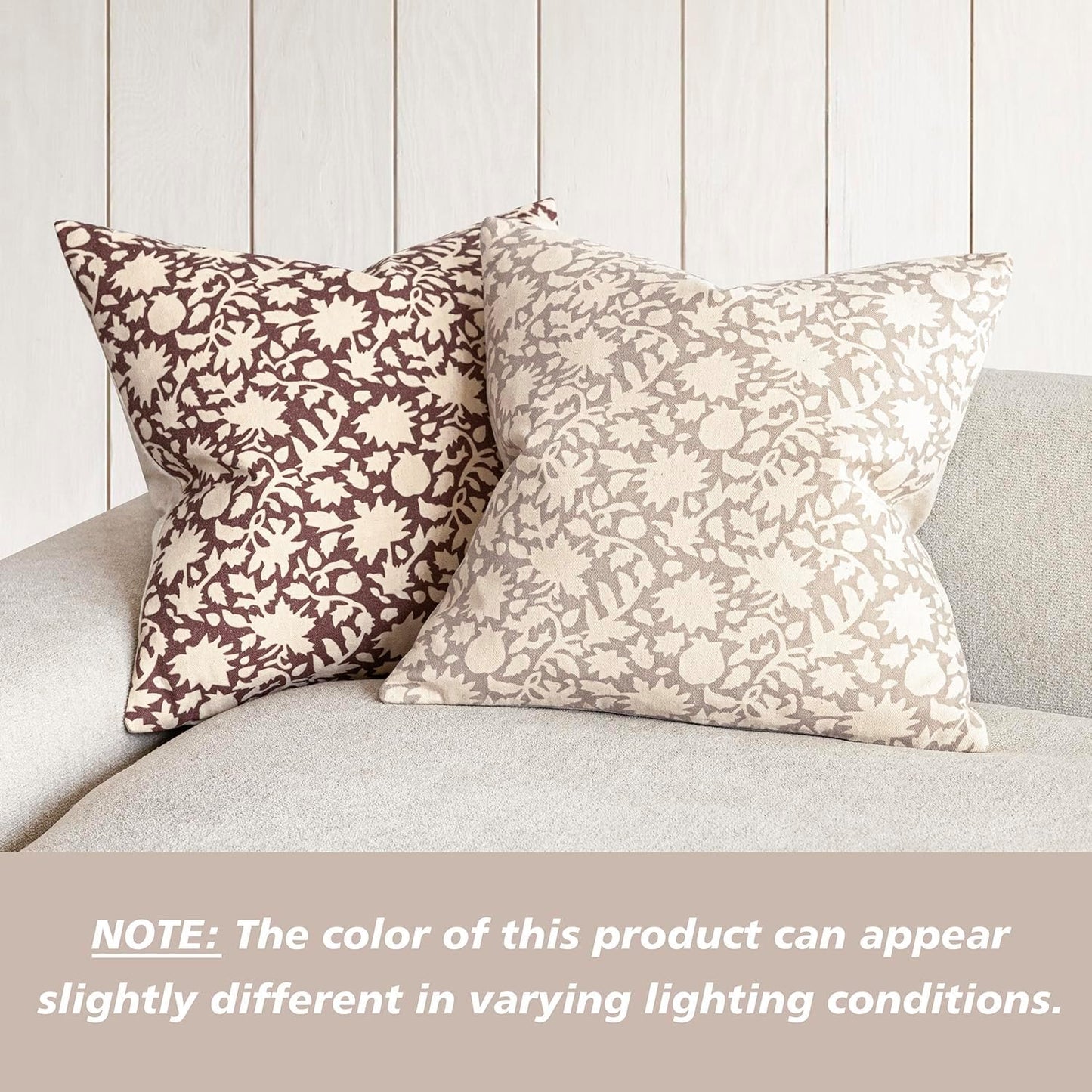 Foindtower Set of 2 Decorative Neutral Floral Throw Pillow Covers Accent Farmhouse Cushion Covers Boho Vintage Pillowcase for Couch Sofa Bedroom Living Room Home Decor Outdoor,22×22 Inch,Ivory Beige