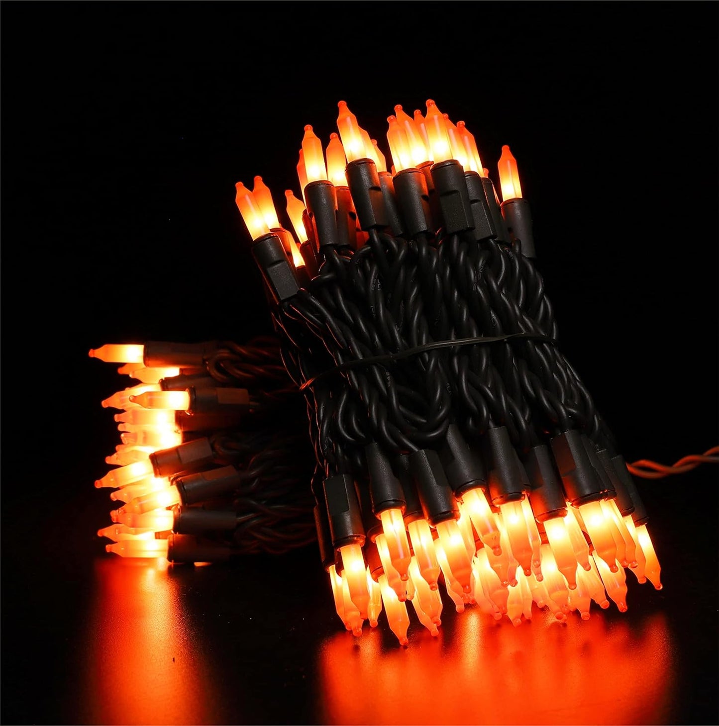 Brown Wire,Orange,Incandescent Bulb 100 Mini String Lights for Indoor Halloween Tree Home Party Festival Decoration