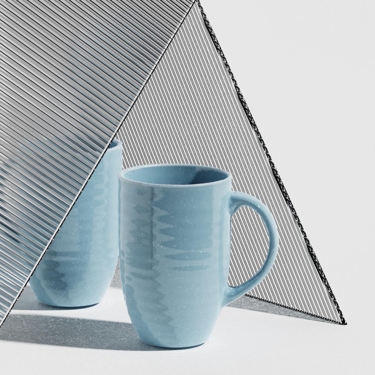 Set of 4 Oversized 20oz Tall Ceramic Latte Coffee Mugs, Gift Set for Cococa, Tea and More. With Large Handles; Dishwasher and Microwave Safe. (Blue)