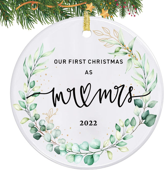 2022 Our First Christmas Married Ornaments, First Christmas as Mr. and Mrs. Ornament, Wedding Bridal Shower Gift, Newlywed Gifts for Couples, Our 1st Christmas Tree Decoration, Christmas Keepsake