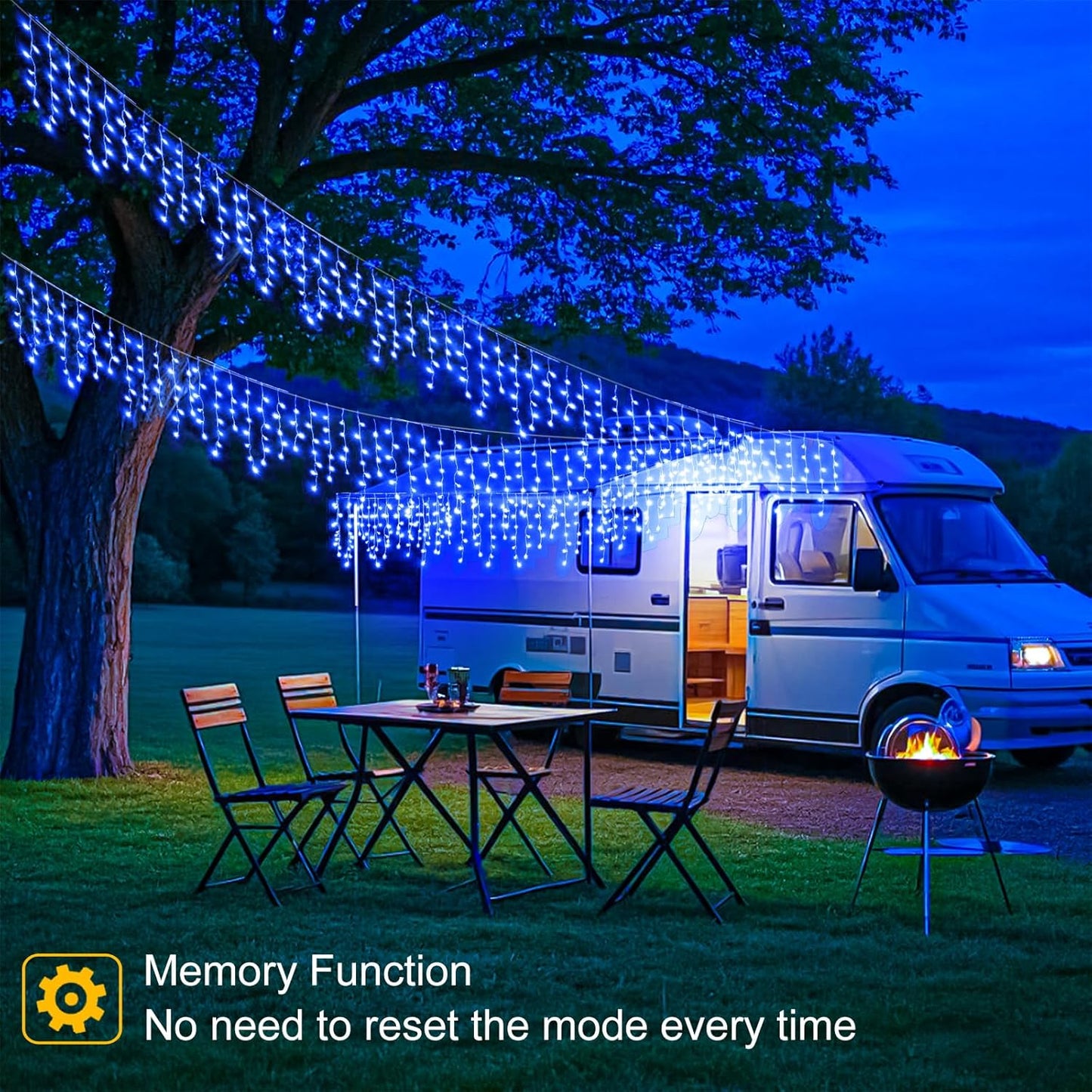 33ft 400LED Icicle Lights for Outside, Blue Christmas Lights for House Patio Yard Porch Backyard Holiday Garden Xmas Exterior Decoration, Waterproof Twinkle Cluster Light Hanging Light All Year