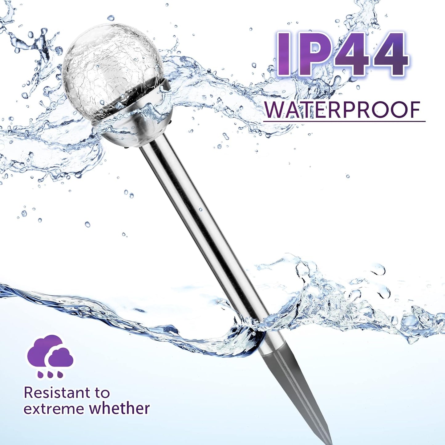 GIGALUMI Solar Outdoor, Cracked Glass Ball Solar Garden Lights, Color Changing Lights Outdoor,Garden LED for Path, Patio, Yard, 3 Pack Pathway