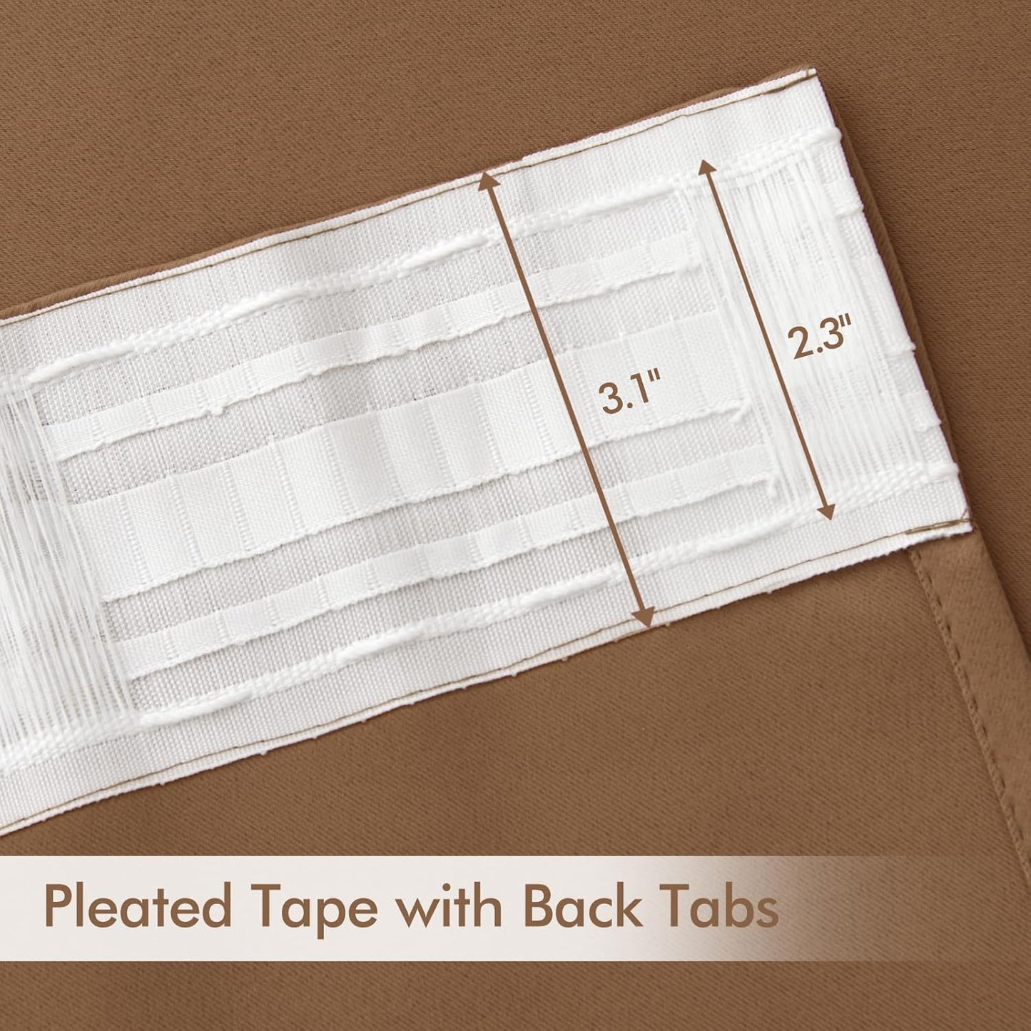 MIULEE Back Tab Blackout Curtains 90 Inch Long 2 Panels Set for Living Room Bedroom, Rod Pocket/Pinch Pleated Thermal Insulated Room Darkening Light Blocking Curtain, 52 x 90 Inch, Cappuccino Brown