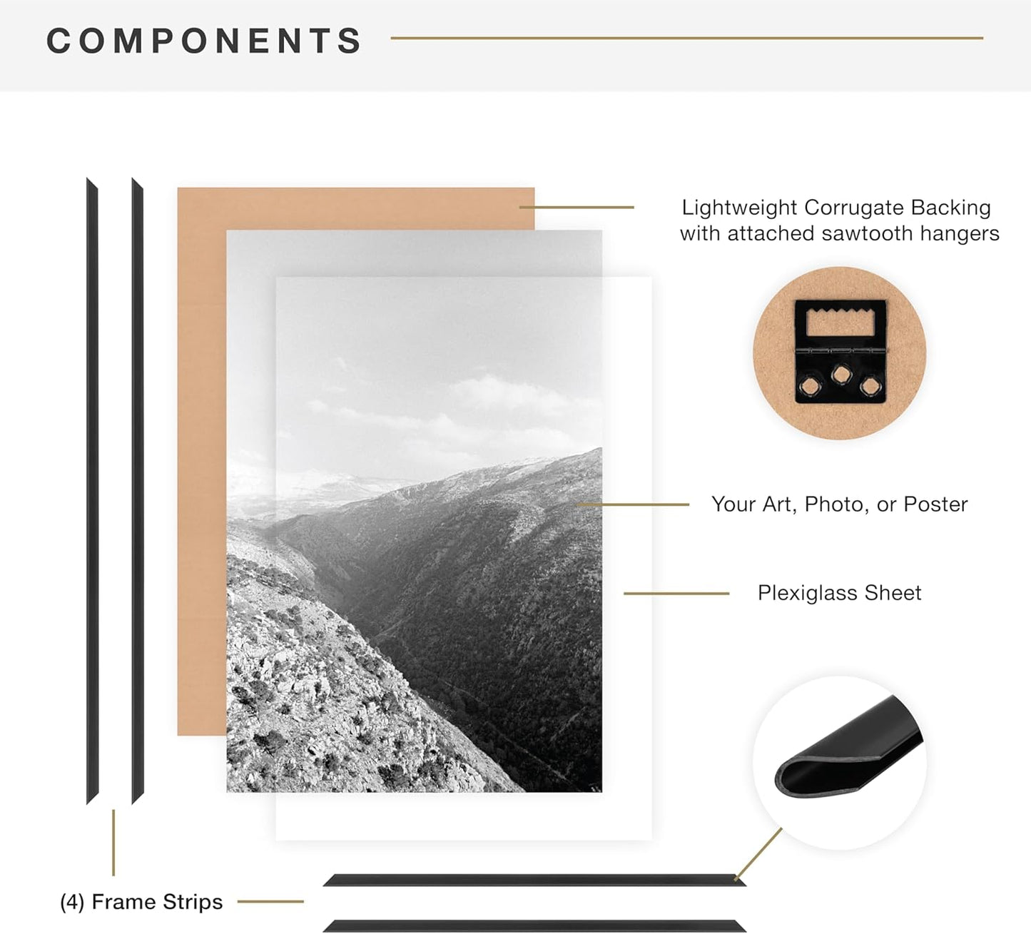 MCS Original Poster Frame 16x24 Black Lightweight Vertical & Horizontal Wall Hanging Large Picture Frame for Posters, Art Prints & Gallery Wall (6-Pack)