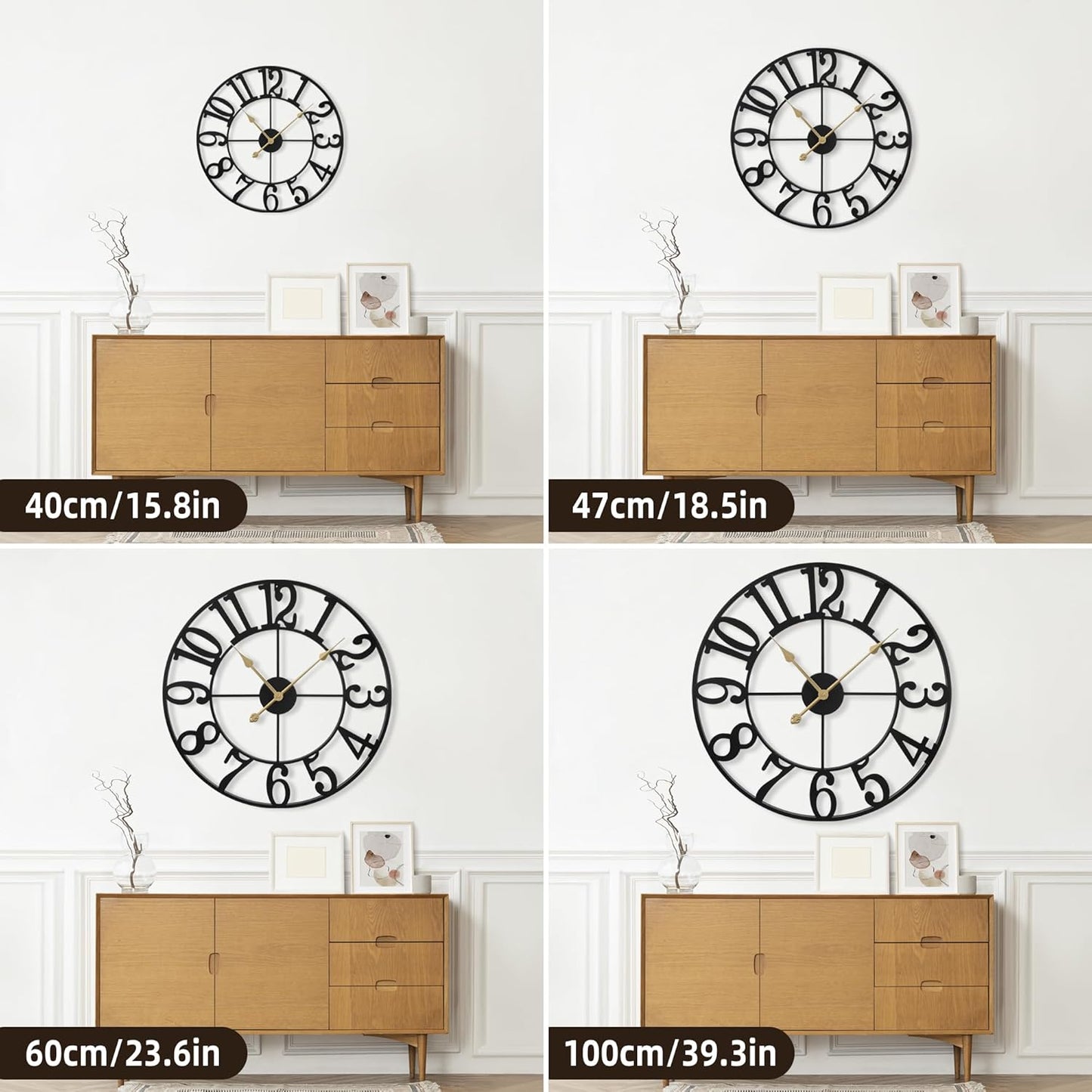 1st owned Large 24 Inch Silent Non-Ticking Wall Clock - Battery Operated, Metal Vintage Retro Decorative Modern Wall Clock for Bedroom, Kitchen, Office, Farmhouse Decor