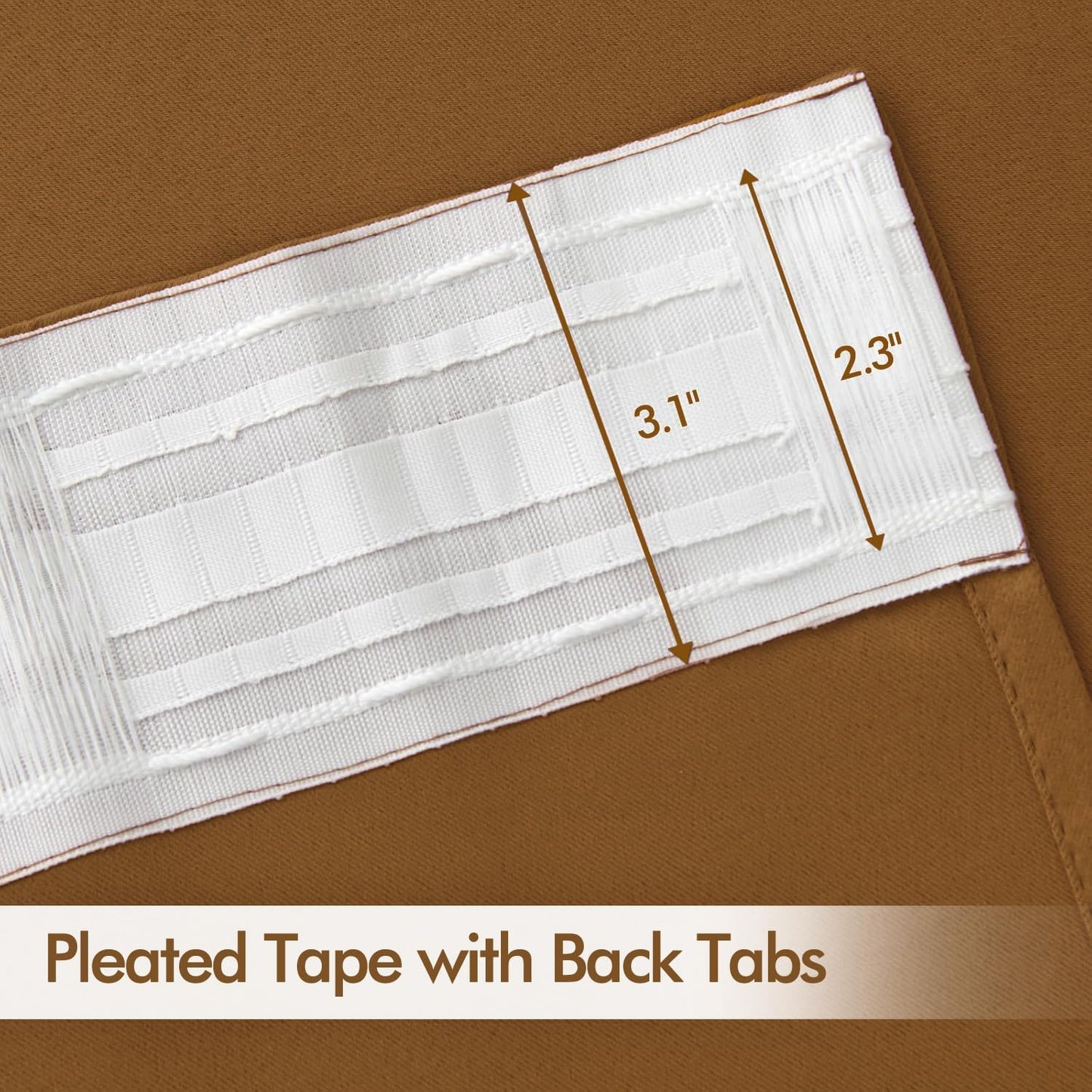 MIULEE Golden Brown Back Tab Blackout Curtains 102 Inch Long 2 Panels Set for Bedroom, Rod Pocket/Pinch Pleated Thermal Insulated Living Room Darkening Light Blocking Floor to Ceiling Drapes