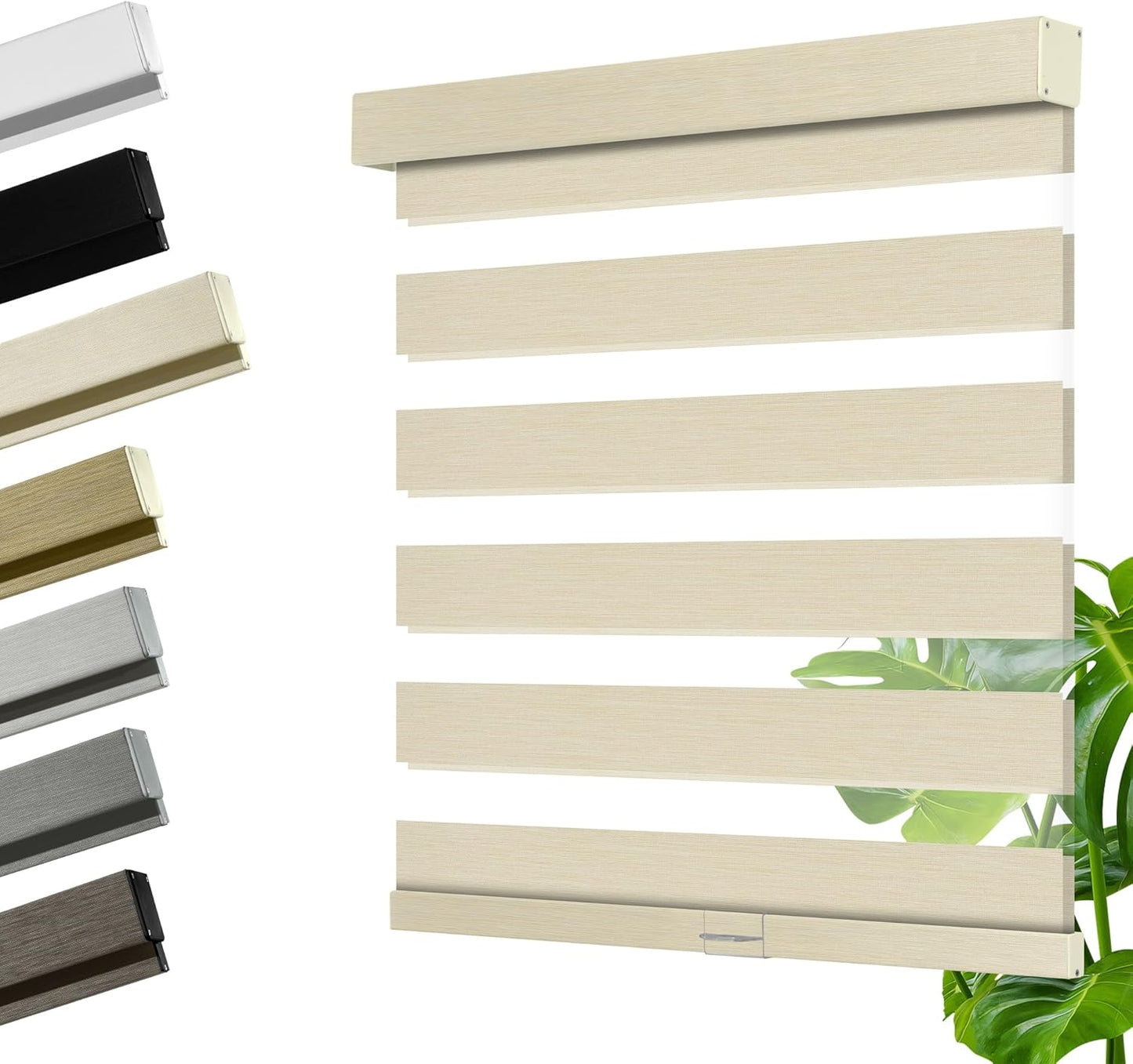 Cordless Zebra Blinds for Windows, Blackout Interior Blinds,Easy to Install,UV Protection,for Offices and Home,Custom Roller Shades, Mousse Beige,83" W x 36" H