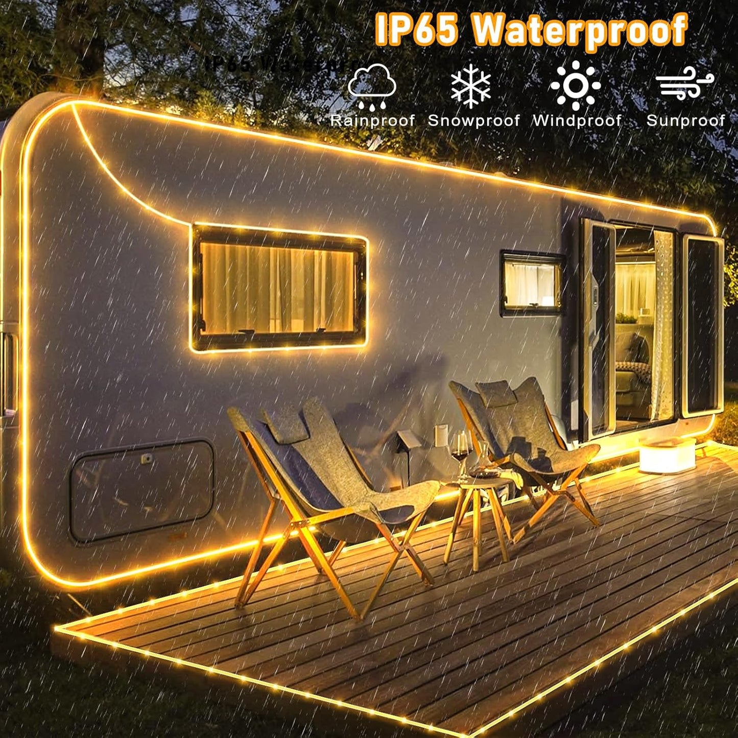 Rope Lights for Outside, 66FT 200 LED Christmas Lights Outdoor with 8 Modes Waterproof, Connectable Warm White String Lights for Indoor, Bedroom, Tree, Garden, Backyard, Patio, Pool Decorations