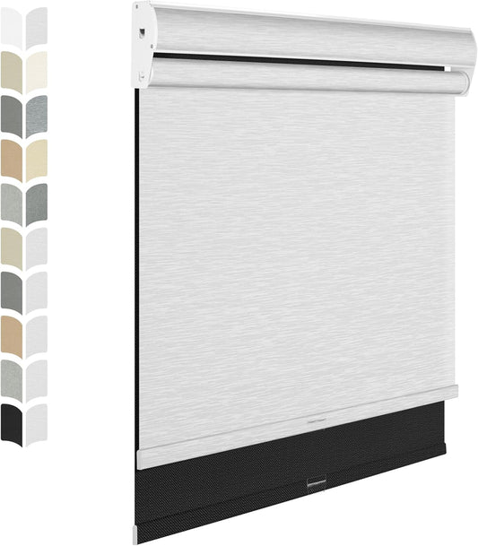 BERISSA Cordless Dual Roller Shades with Cassette Valance,Double Window Shades Blackout and Light Filtering Shades,Day and Night Roller Shades for Home Office Door.Linen Black and White.32 W x 44" H