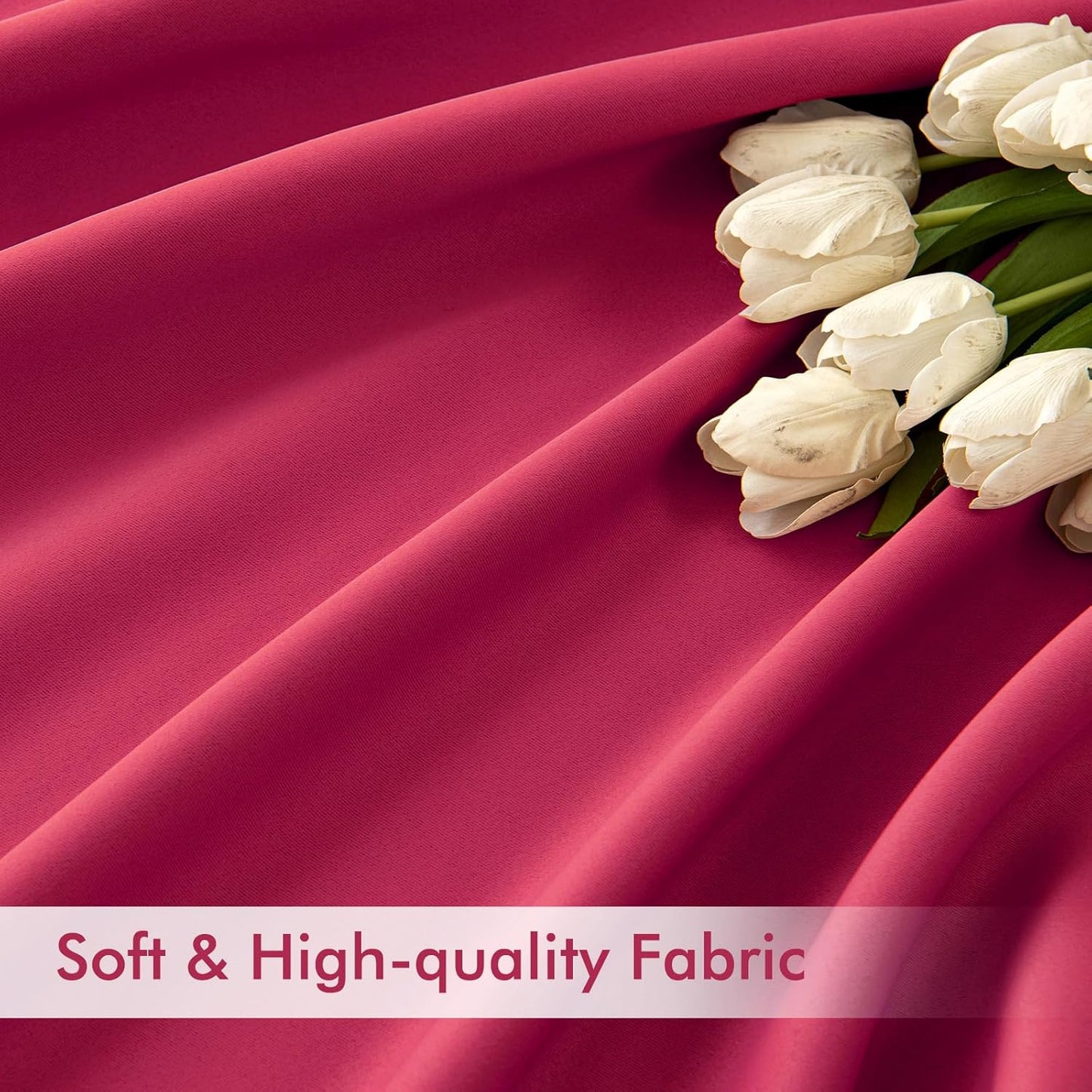 MIULEE Hot Pink Back Tab Blackout Curtain 96 Inch Long 2 Panels Set for Bedroom, Rod Pocket/Pinch Pleat Thermal Insulated Living Room Darkening Pleated Light Blocking Floor to Ceiling Drape