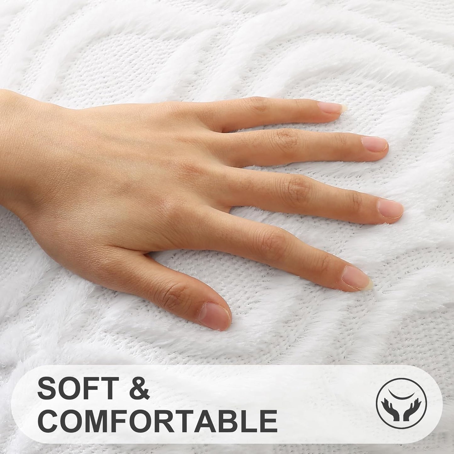 decorUhome Fall Throw Pillow Covers 18x18 Inch Set of 2, Soft Plush Decorative Faux Fur White Solid Couch Pillow Covers, Accent Farmhouse Neutral Square Euro Pillow Cases for Sofa Bed Living Room