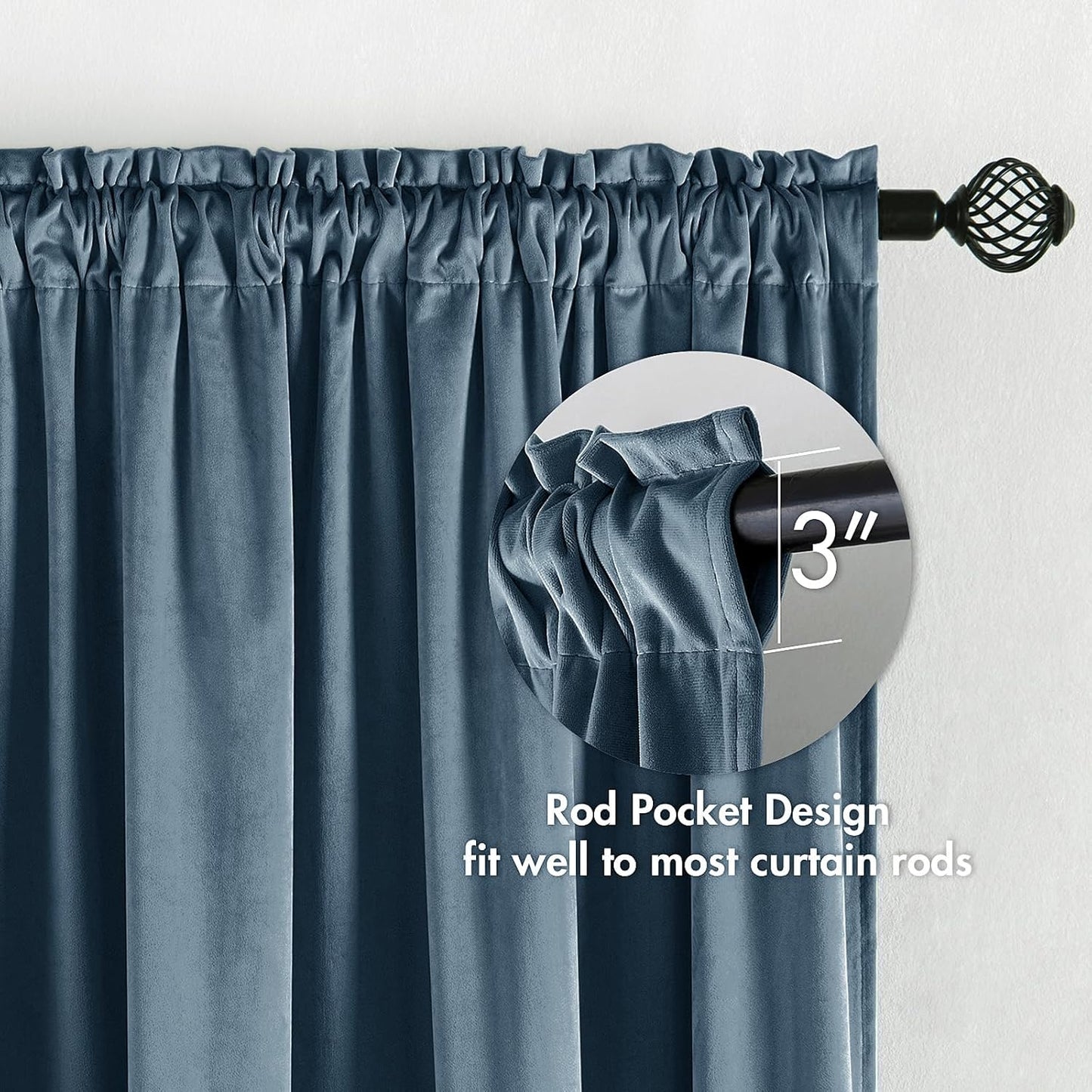 MIULEE Dark Slate Velvet Curtains Thermal Insulated Blackout Curtain Drapes for Bedroom Living Room Darkening 84 Inches Long Curtains Panels Rod Pocket Set of 2