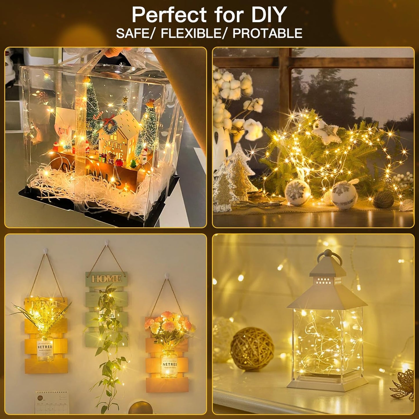 suddus 66ft 200 LED Outdoor String Lights, Warm White Christmas Fairy Light Battery Operated with Remote, Led Twinkle Lights for Bedroom, Dorm, Patio, Tapestry, Backyard, Garden, Xmas, Party, Indoor