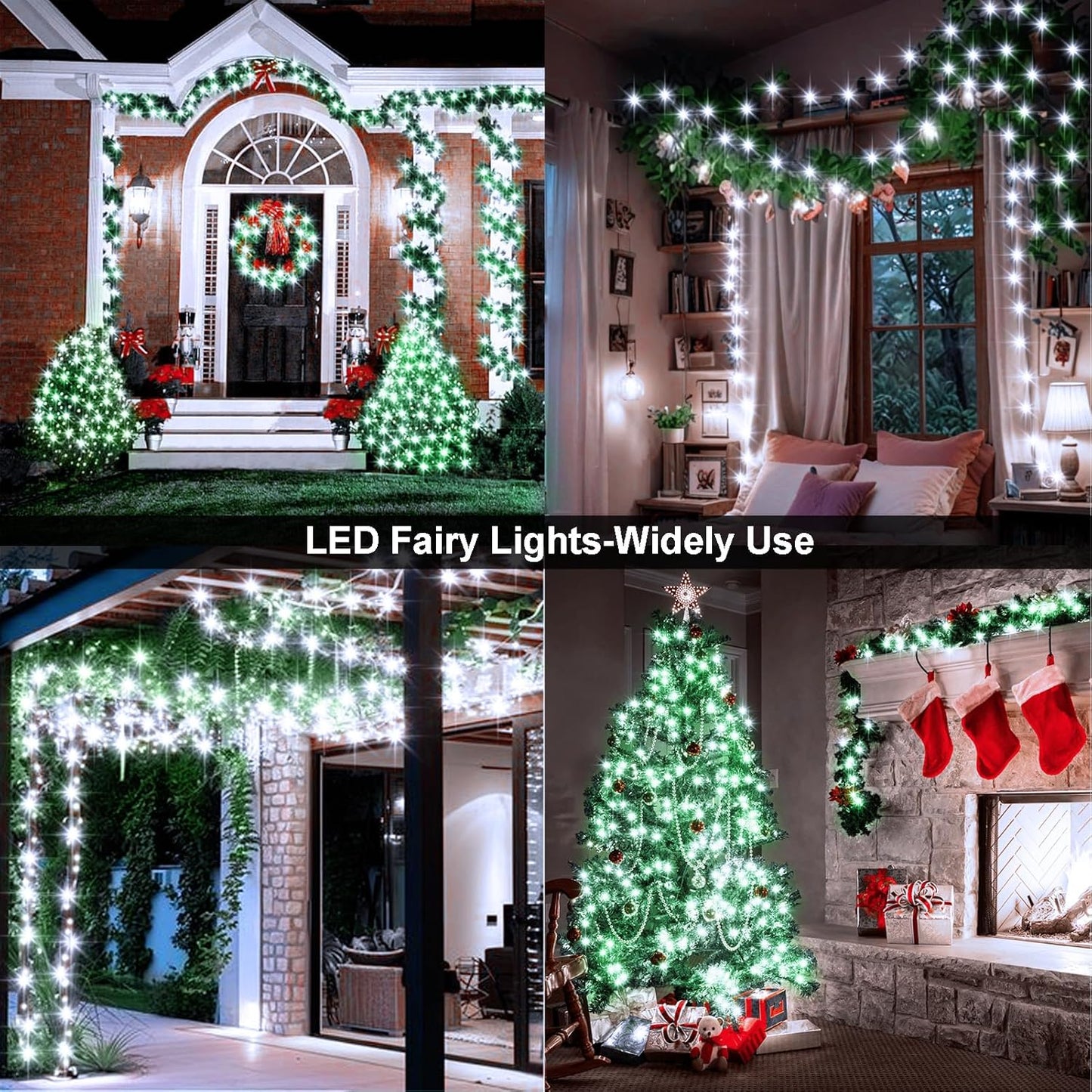 2 Pack Fairy String Lights Plug in, 33Ft Green Wire 100 Micro Starry LED Outdoor String Lights with 8 Modes Timer IP68 Waterproof Twinkle Lights for Bedroom Garden Christmas Home Decor (Cool White)